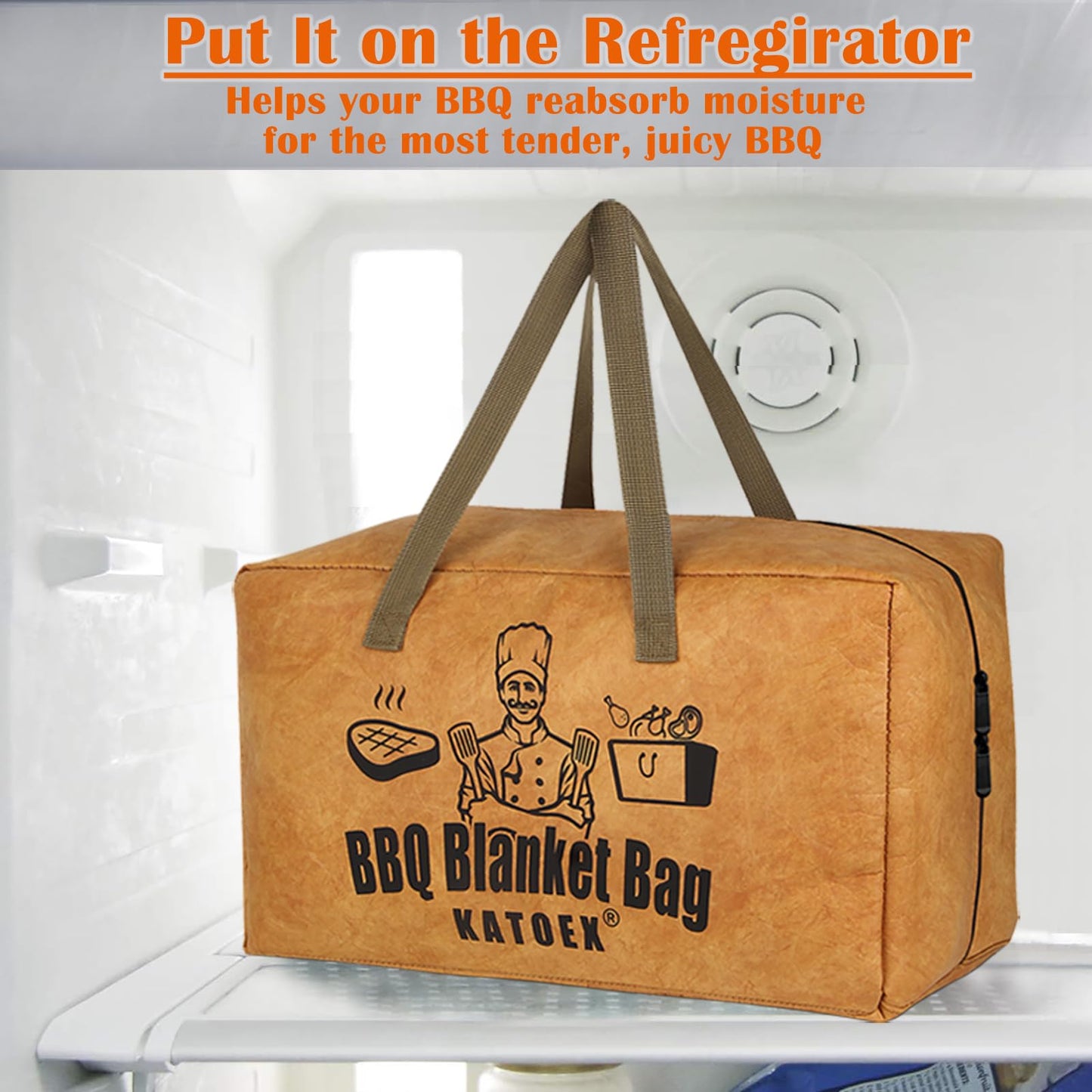 BBQ Blanket for Resting Meat, Insulated Brisket Resting Blanket for Smoking, Reusable BBQ Blanket Bag with Handle Strap & Wide Mouth for Large Briskets/Pork Shoulders/Turkeys/Picnic BBQ Party (18in)