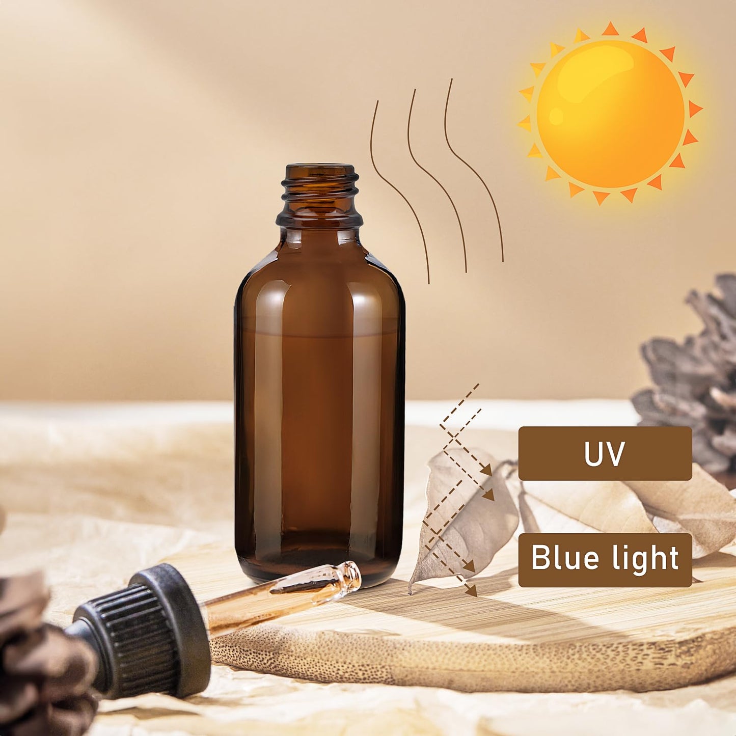 40 Pieces Glass Dropper Bottle, 2 oz Amber Glass Bottles Eye Dropper Bottles Tincture Bottles Empty Oil Dropper Bottle for Essential Oils, Perfume, Liquids