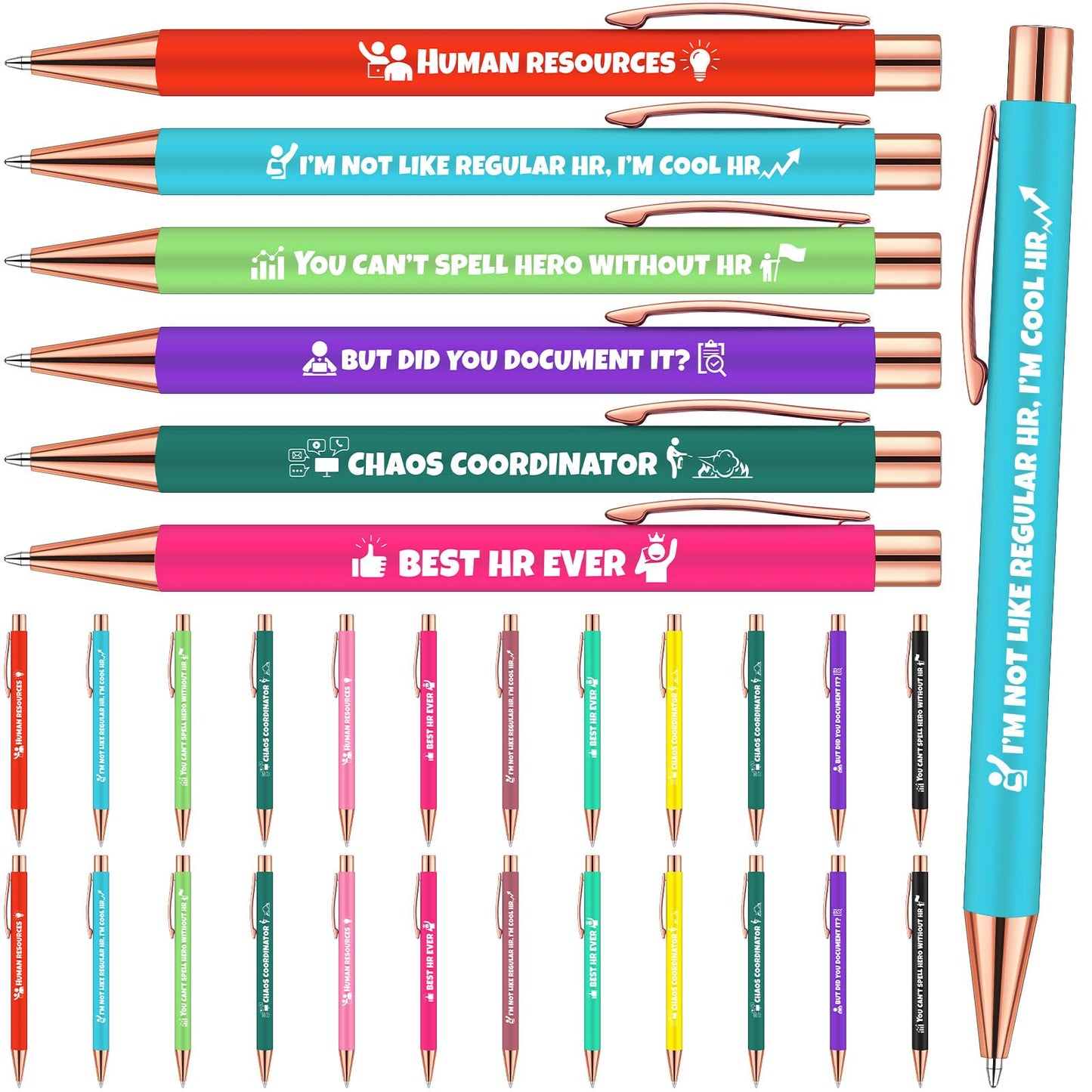 Sinload 24 Pcs Hr Human Resources Gifts for Women Hr Ballpoint Pen Bulk with Quotes, Funny Ballpoint Pens Appreciation Gifts Coworkers Office Christmas Supplies