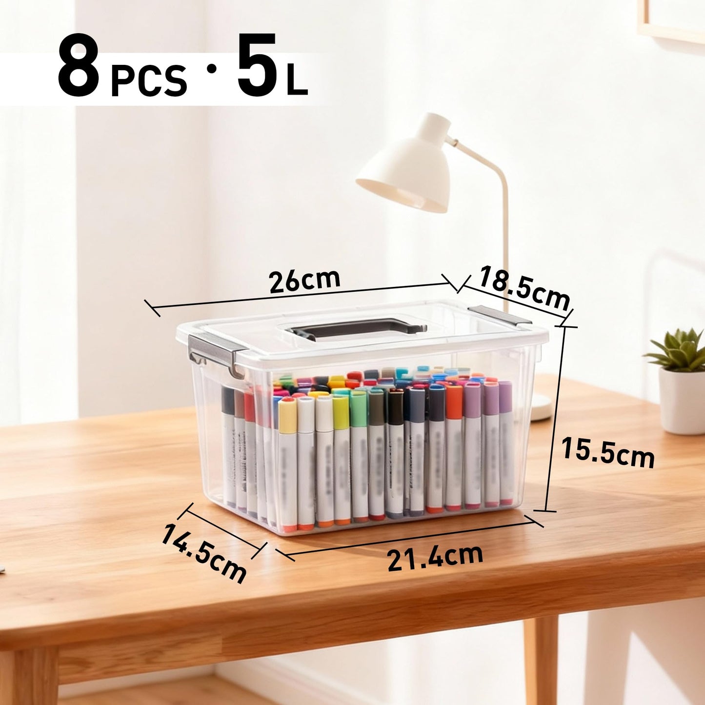 Citylife 8 Packs 5.3QT. Plastic Storage Bins with Latching Lids Clear Storage Box with handle Stackable Stoage Containers for Organizing Toys, Crafts, Tools