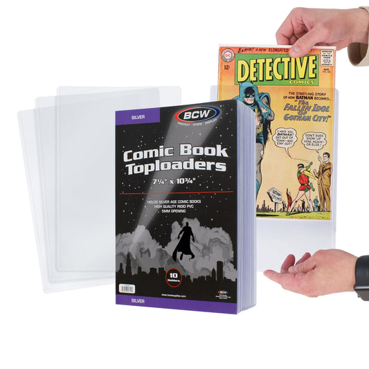 BCW Silver Age Comic Top Loaders (Pack of 10) | Crystal Clear PVC, Migration-Free | Protects Books, Photos, Prints | Rigid Top-Loading Design | Double Pack Convenience | Hard Case