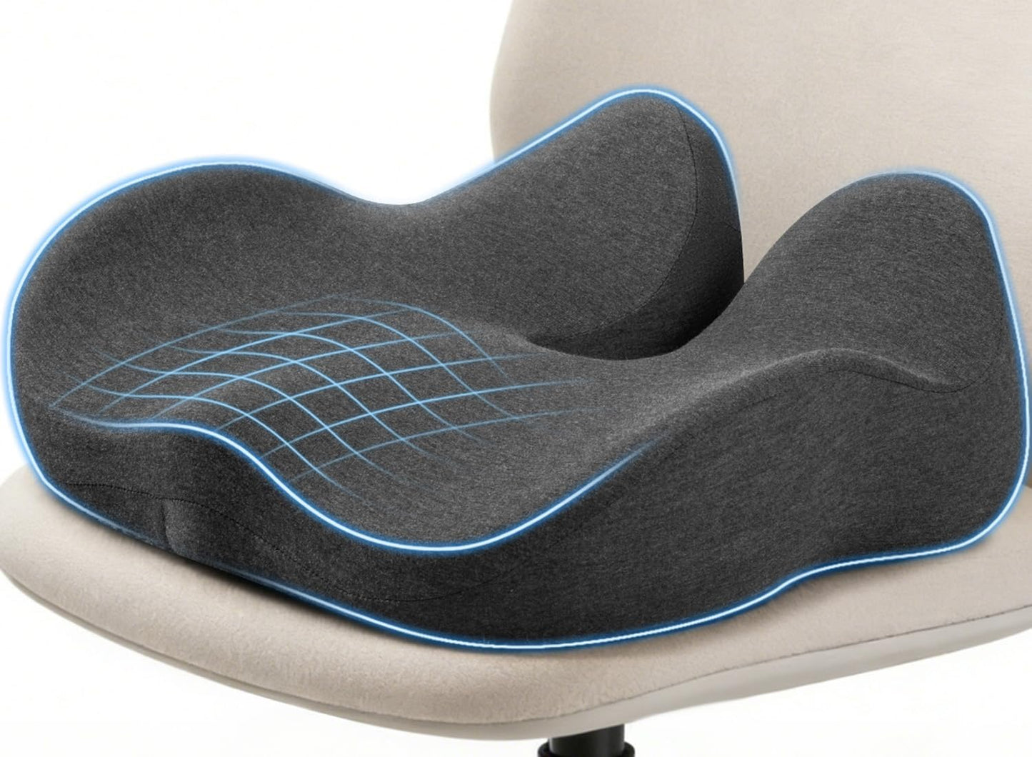 Ergonomic Seat Cushion for Office Chair, Memory Foam Seat Cushion with Stable Wraparound Support for Long Sitting, Office Chair Cushion for Home Office & Desk Chairs, Dark Grey