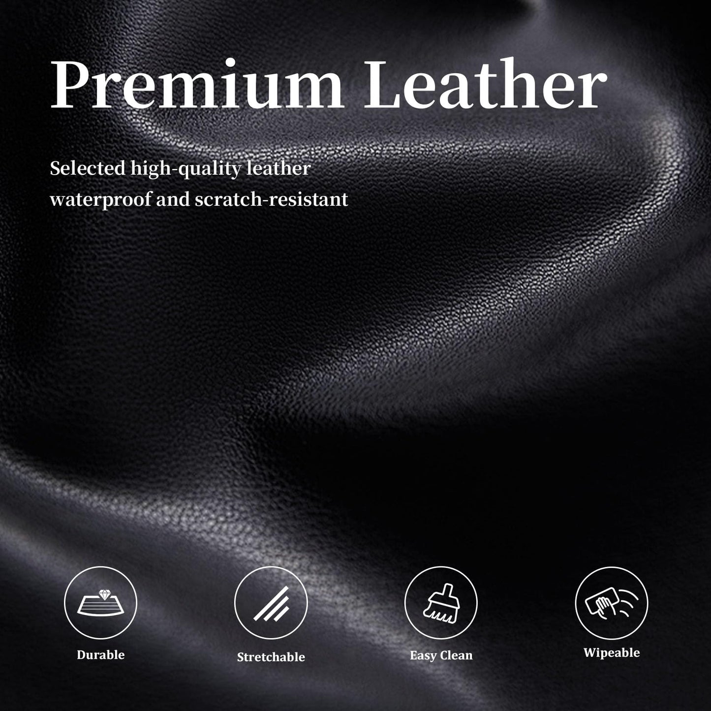 Pu Leather Chair Covers for Dining Chairs Set of 4, Waterproof Kitchen Chair Covers Protect Chairs from Stain, Soft & Elastic Parsons Chair Slipcover Well-Fitted for Dinning Room(Black, 4Pcs)