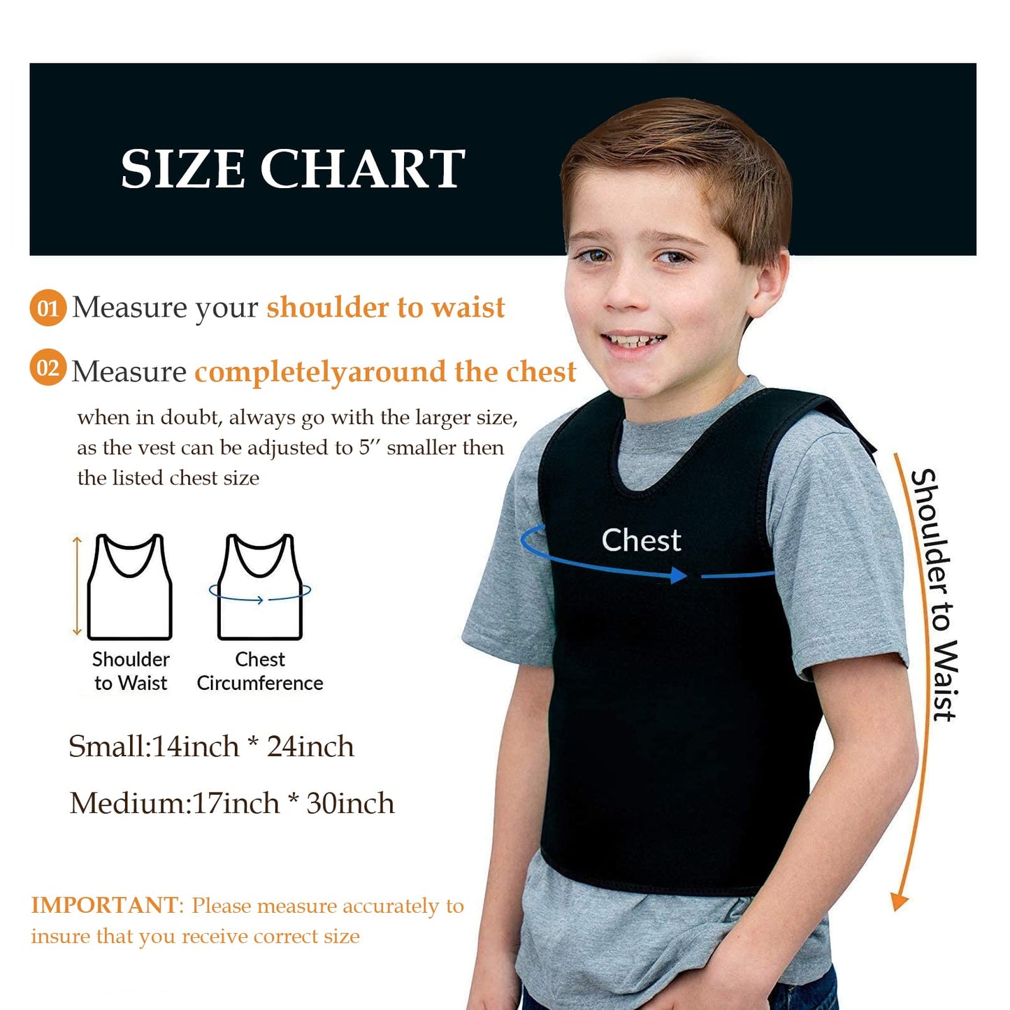 Sensory Compression Vest Sensory Processing Disorder Vest Deep Pressure Comfort for Autism Hyperactivity Mood Processing Disorders (Small 14” x 24”)