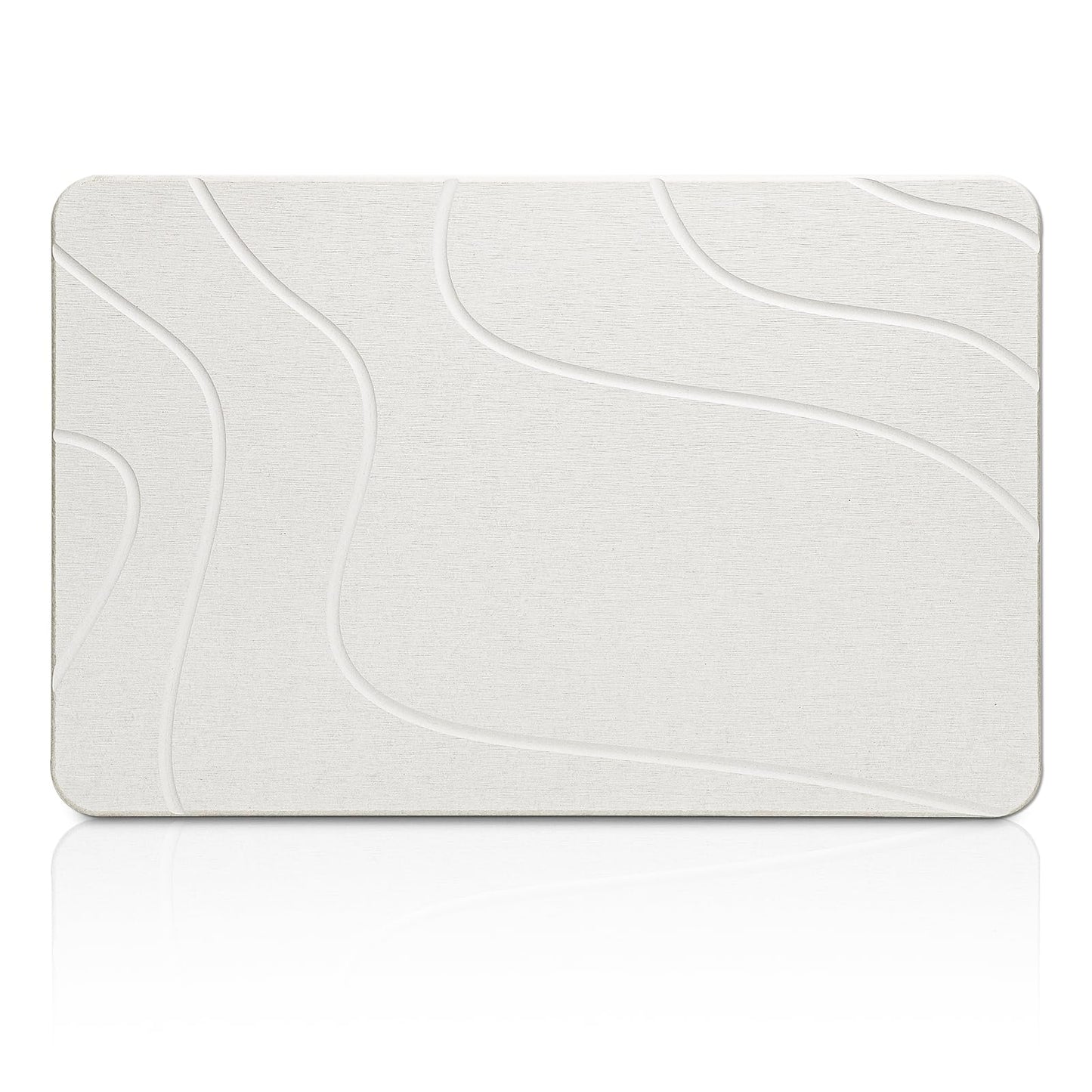 Ceecysaa Stone Bath Mat, Non-Slip Diatomaceous Earth Shower Mat, Quick Drying Bath Mat Stone, Super Absorbent Diatomite Bath Mats for Bathroom Kitchen, Easy to Clean, 60 x 39cm, White