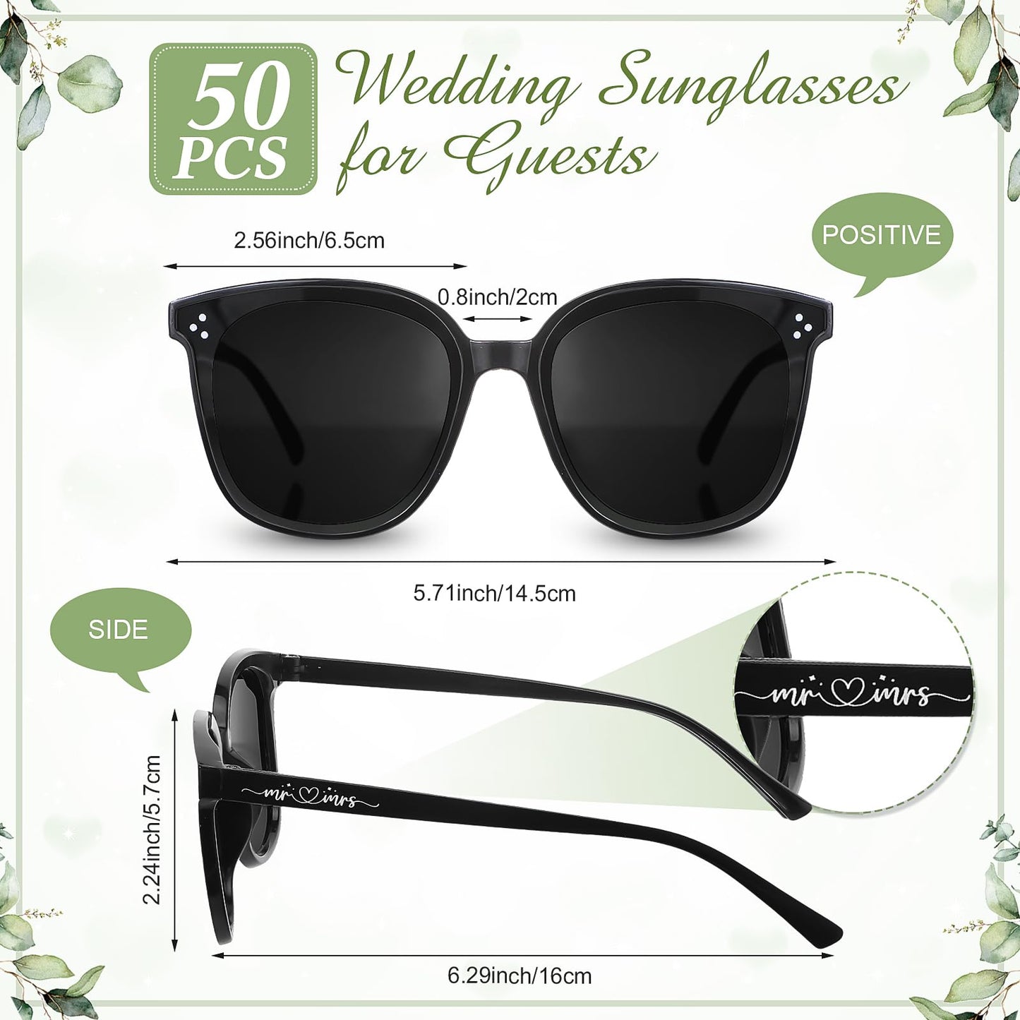 Kanayu Wedding Favors for Guests Wedding Party Sunglasses Gifts Wooden Love Sign Decoration Black Mr Mrs Glasses