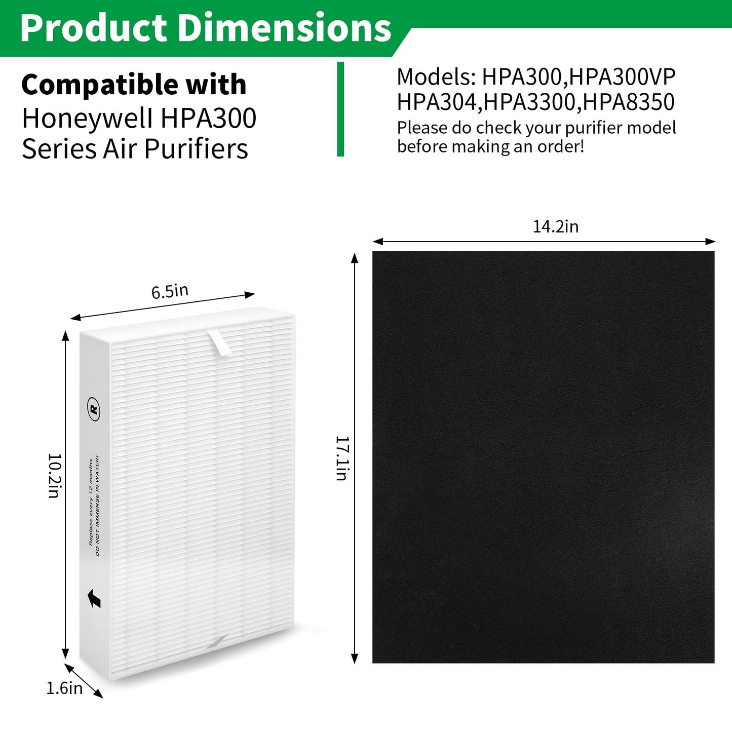 HPA300 True HEPA Replacement Filter R, HRF-R3 Compatible with Honeywell Air Purifier HPA300 Series, HPA300, HPA304, HPA8350, HPA300VP, HPA3300b, HPA5300, Pack of 3 HEPA R + 4 Pre Filters A HRF-AP1