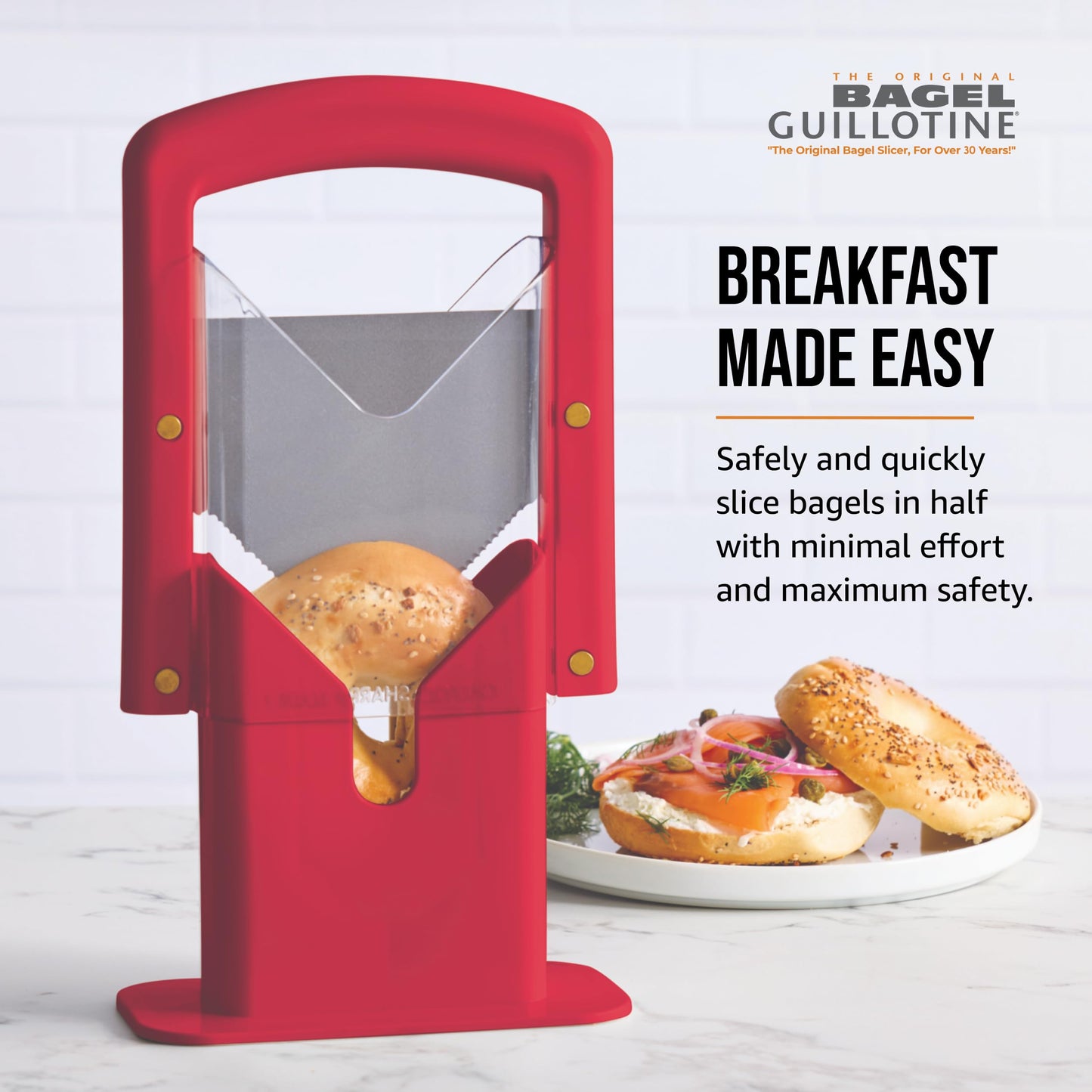 Hoan The Original Bagel Guillotine Universal Slicer, 9.25-Inch, Red