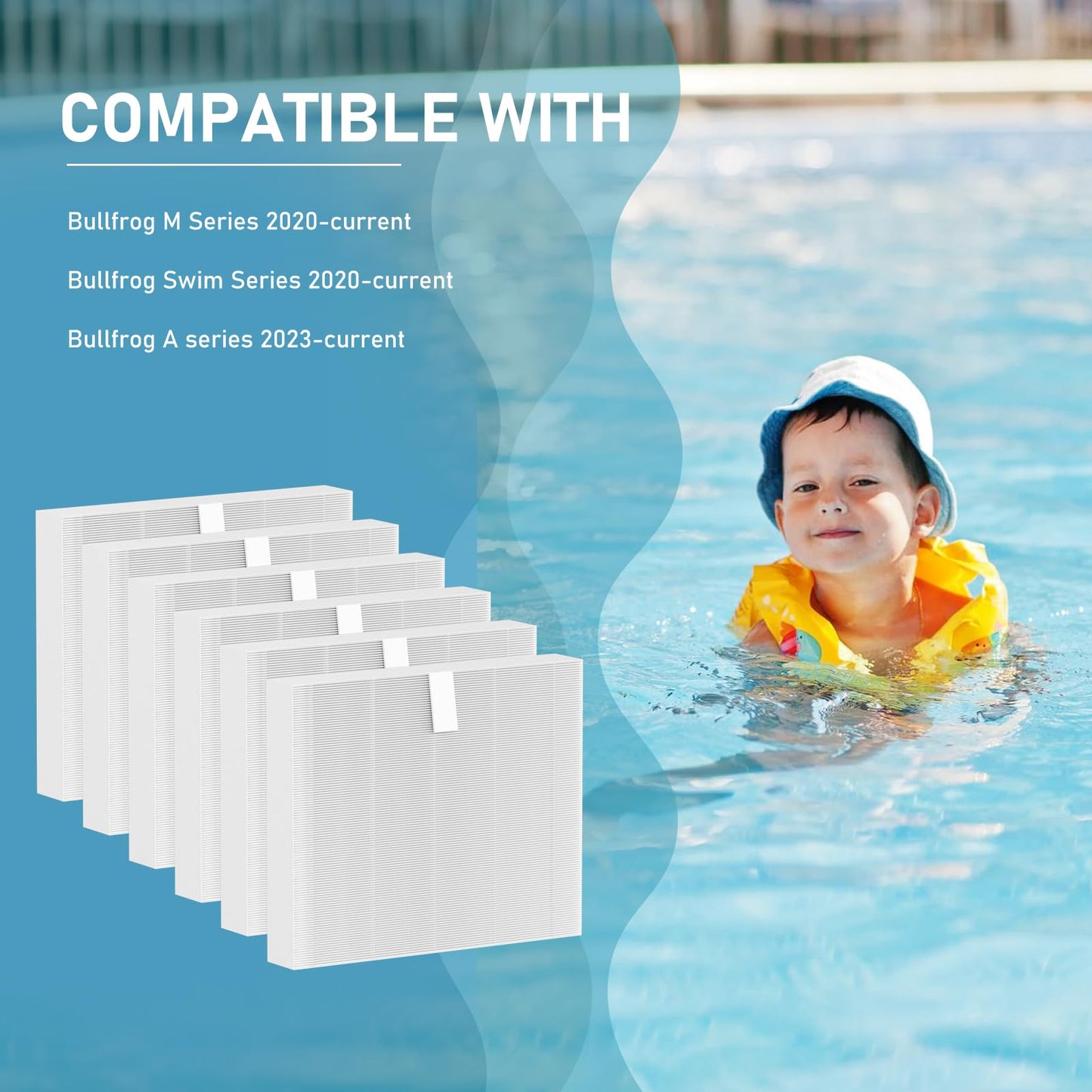 10-00814 Hot Tub Spa Simplicity Flat Filters Compatible with Bullfrog M Series M6 M7 M8 M9, Swim Series S150 S180XD S200 and A Series A5 A6 A7 A8 A9 (2023 to Present) 6 Pack