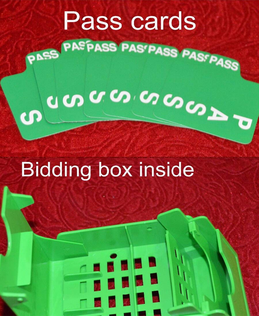 4 Set Bridge Partner Device Bidding Boxes with Paper Bridge Playing Cards Official in Tournment Texas Holdem- Dark Blue