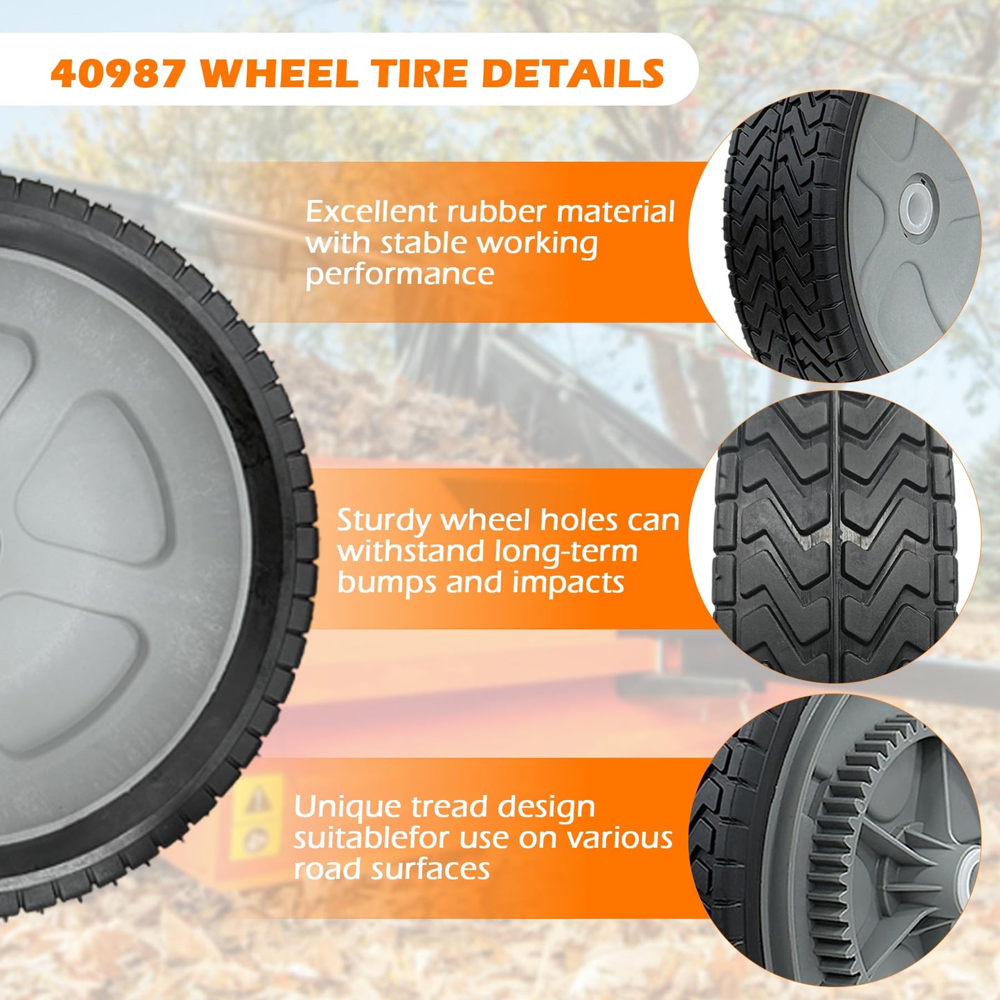 40987 Lawn Sweeper Wheel Tire Complete Assembly Set Compatible with Craftsman Tow-Behind Lawn Sweeper 2 PCS