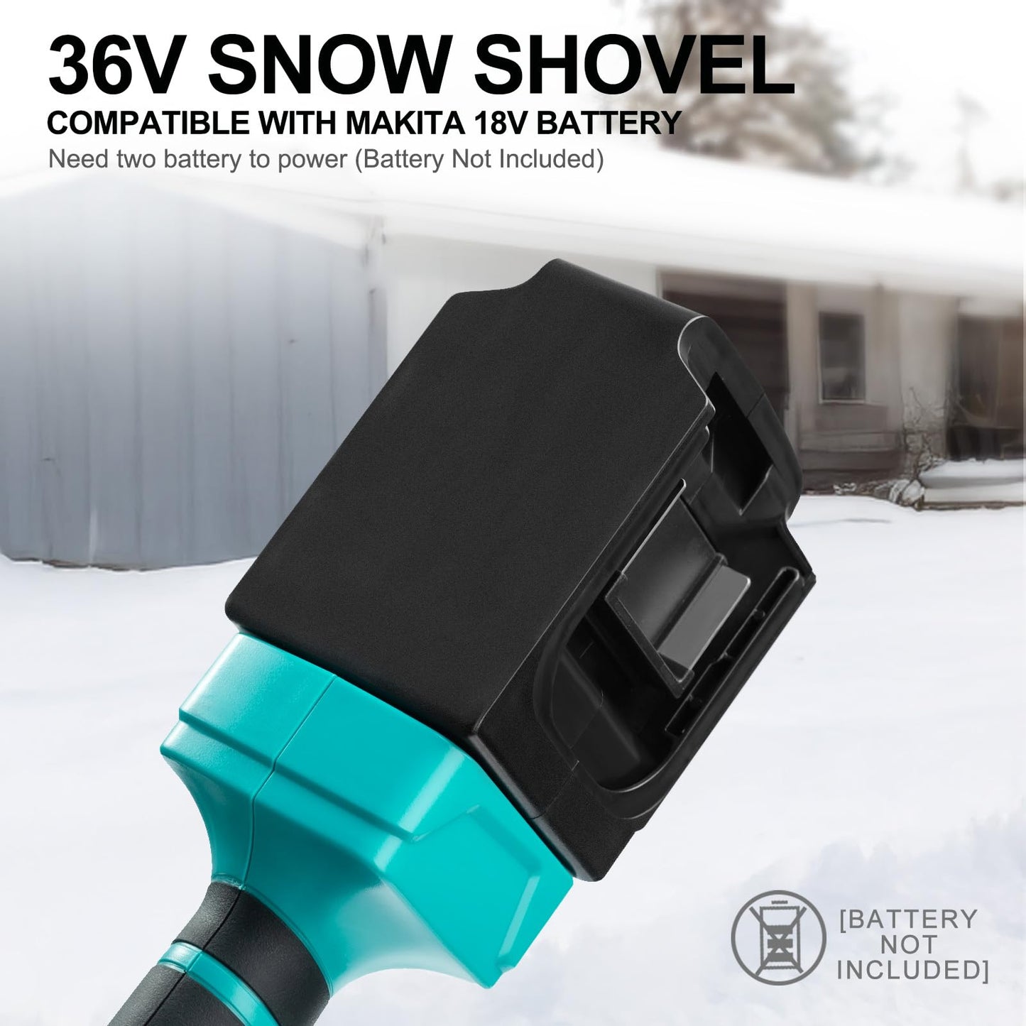 36V Cordless Snow Shovel Compatible with Makita 18V Battery(Tool Only), Electric Power Snow Thrower, Handheld Snow Blower with 13.2" in. Width 8" in. Depth, 26.5' ft Throwing Distance