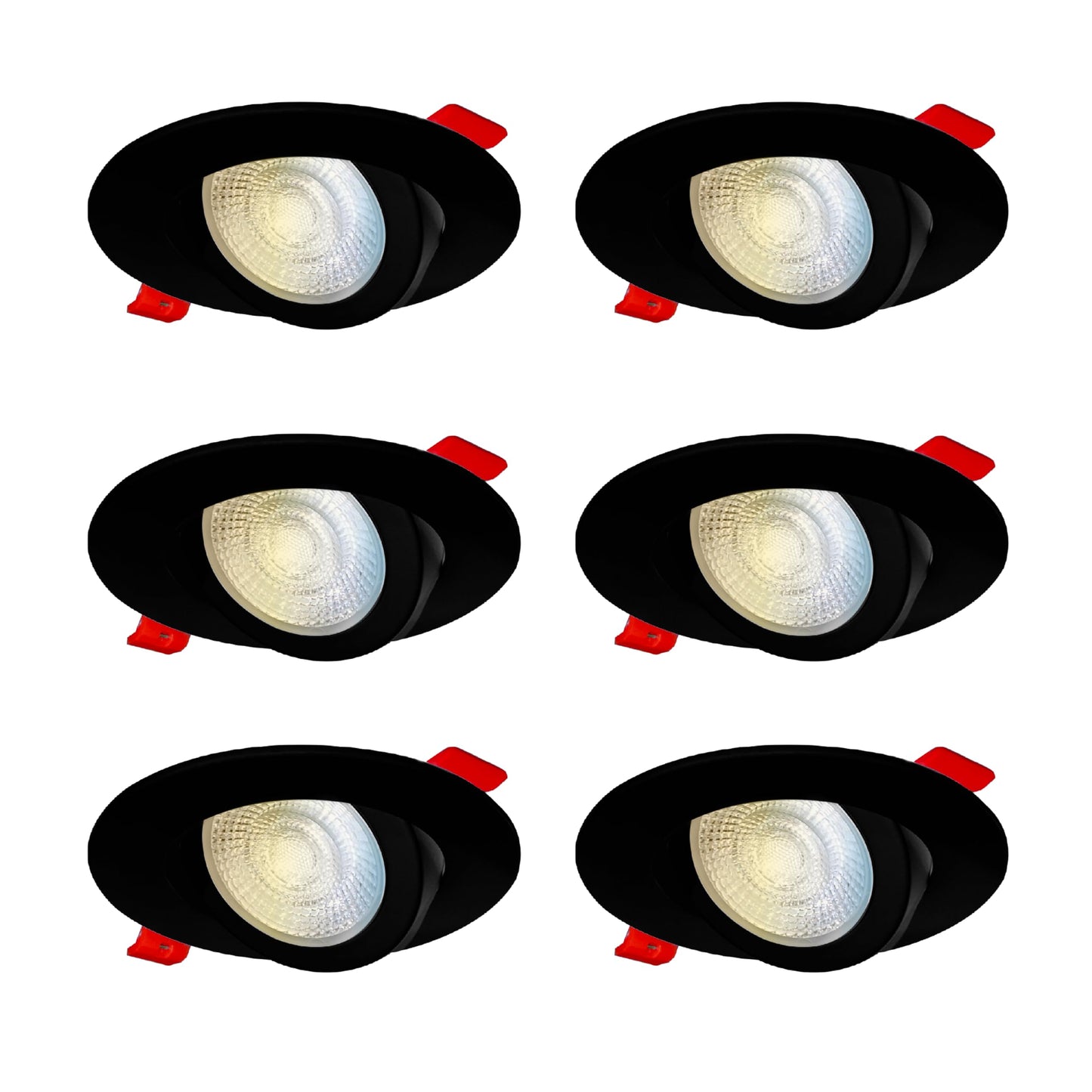 Nadair 6-Pack 3 inches Gimbal LED Ultra Slim Recessed Lights, 6W, 400 Lumens, 5CCT Color Selectable (2.7K / 3K / 3.5K / 4K / 5K), Dimmable, IC Rated, ETL Certified, Black Finish