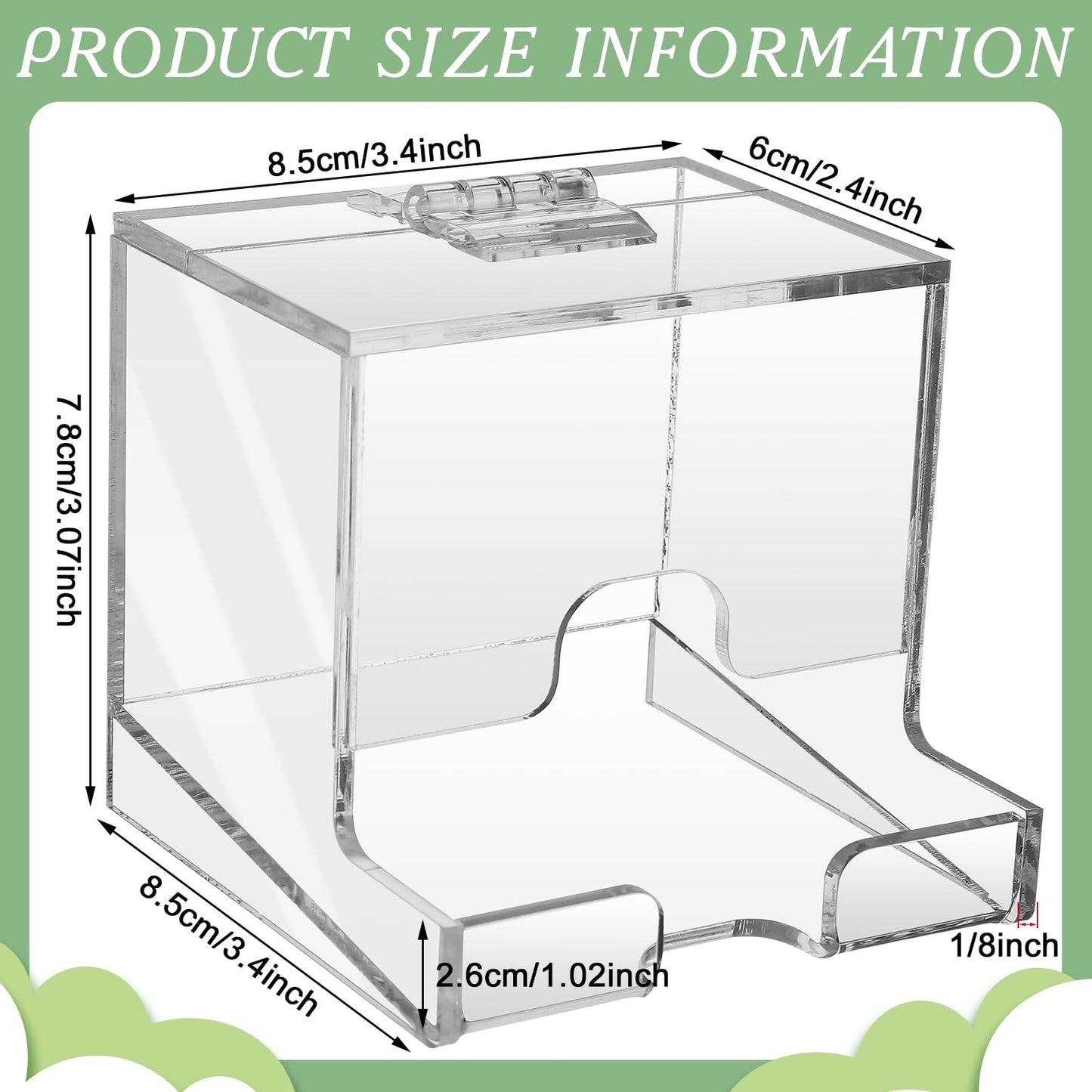 Wenqik 2 Pack Clear Acrylic Lip Balm Dispenser with Hinged Lid Home Freestanding Countertop Display for Lipsticks Glosses or Lip Balm Essential Oils (3.4 x 3.4 x 3.07 inch)