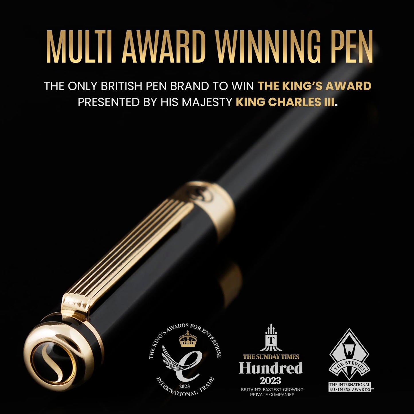 Scriveiner Black Lacquer Rollerball Pen - Stunning Luxury Pen, Real Gold Plating, Schmidt Ink Refill, Best Roller Ball Pen Gift Set for Men & Women, Professional, Executive Office, Nice Pens