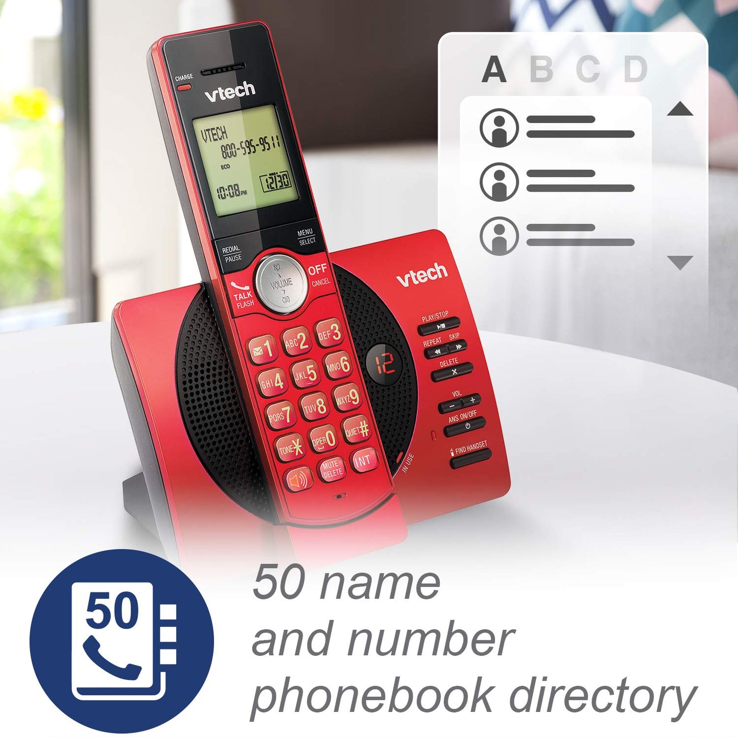 VTech DECT 6.0 Dual Handset Cordless Phones with ITAD, CID, Backlit Keypads and Screens, Full Duplex Handset Speakerphones, Call Block Red - CS6929-26