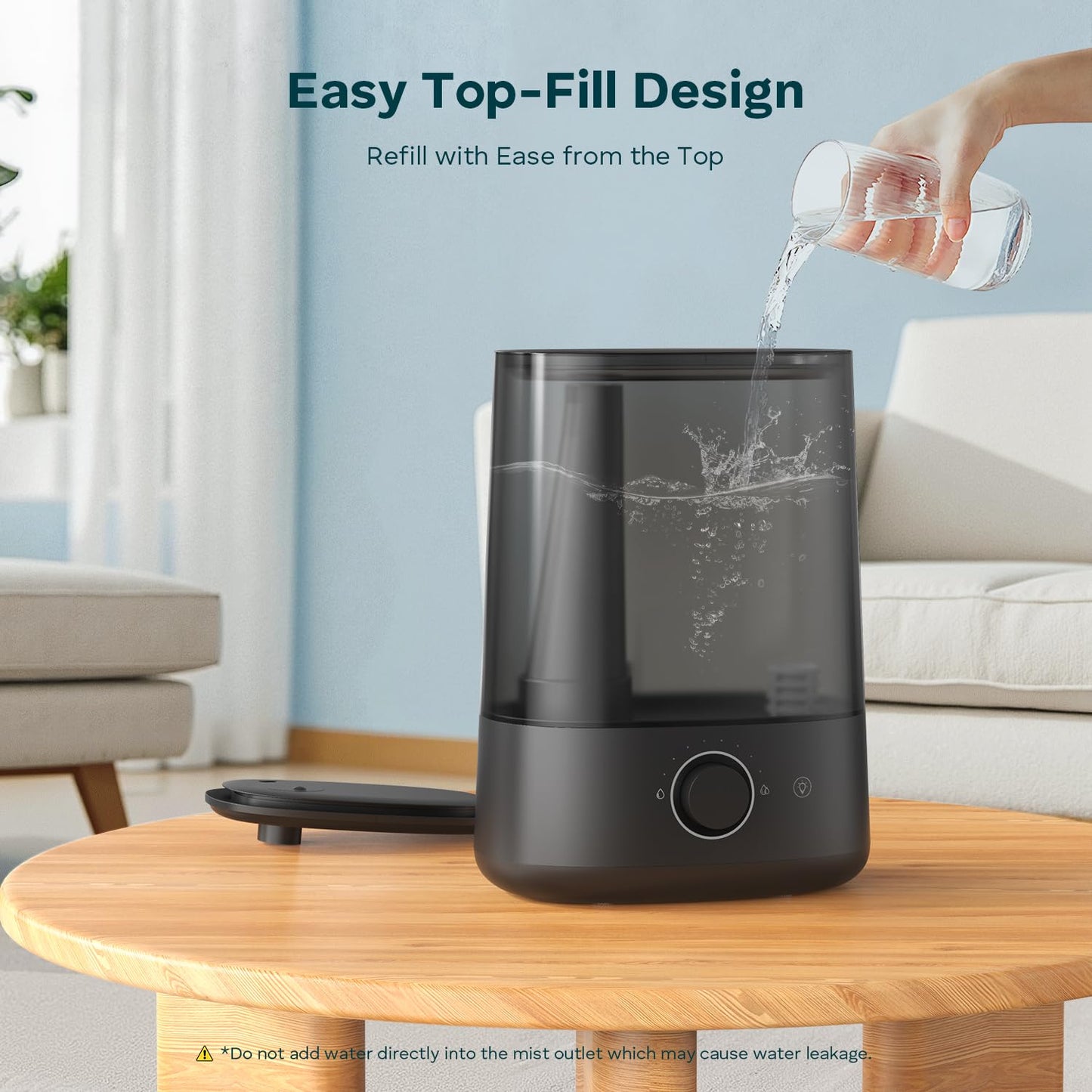 BREEZOME Humidifiers for Bedroom Large Room, 5L Cool Mist Top Fill Humidifier & Aroma Diffuser with Auto Shut-off, 360°Nozzle, 50H Runtime, Quiet Ultrasonic Humidifiers for Baby Nursery, Plants, Home