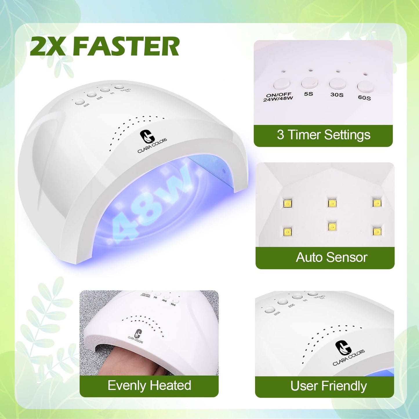 Clara Colors 64 Pcs Gel Nail Polish Kit with UV Light Nail Kit with Base Top Coat Brush Saver for Starter 60 Colors All Seasons Nude Pink Blue Green Red Soak Off Gel Polish Nail Set Nails Art DIY Gifts for Women