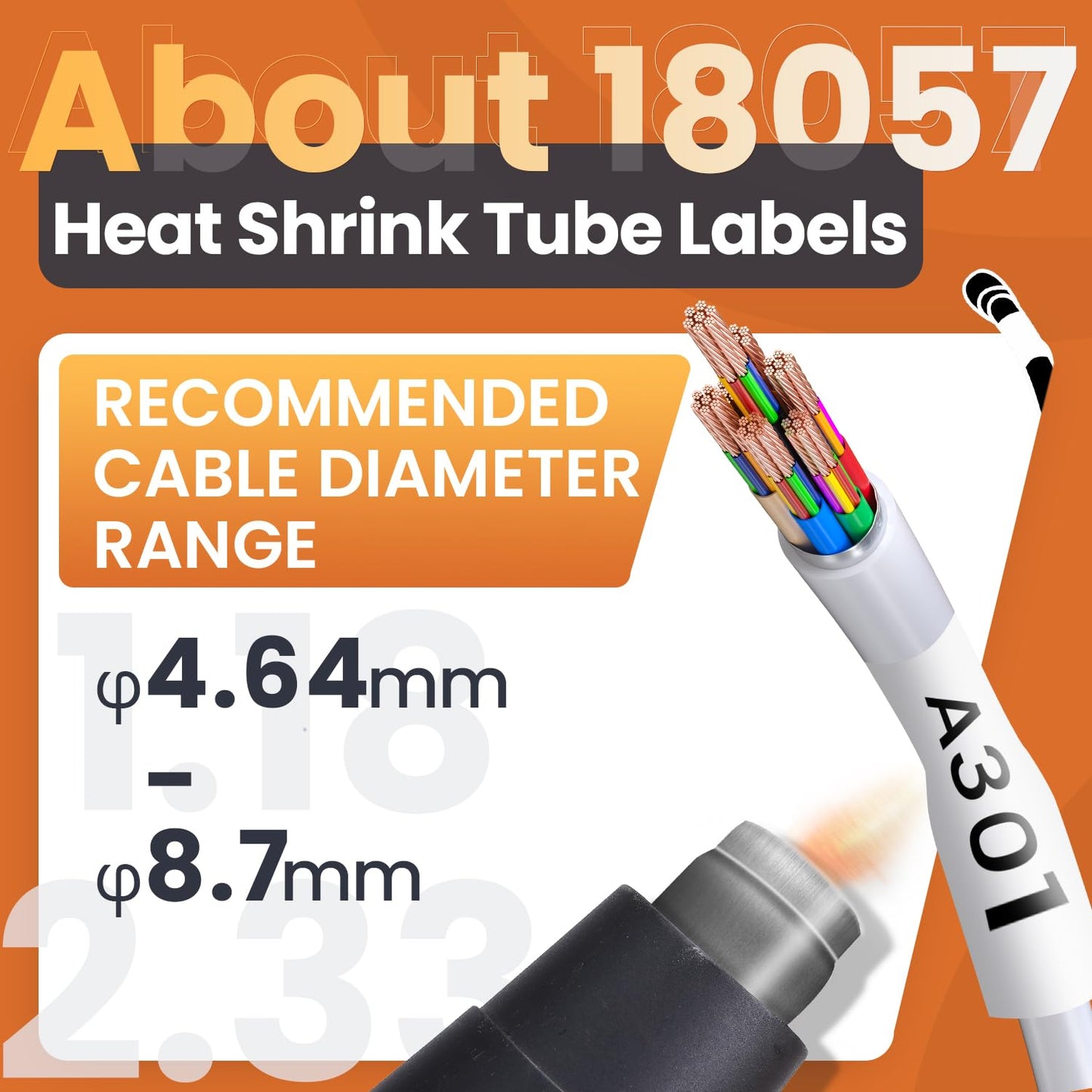 Anycolor Compatible with Dymo 18057 19mm Rhino Heat Shrink Tube a18057 3/4", Work with DYMO Industrial Label Maker 4200 5200 5000 6000, Black on White, 19mm x 1.5m, 4-Pack