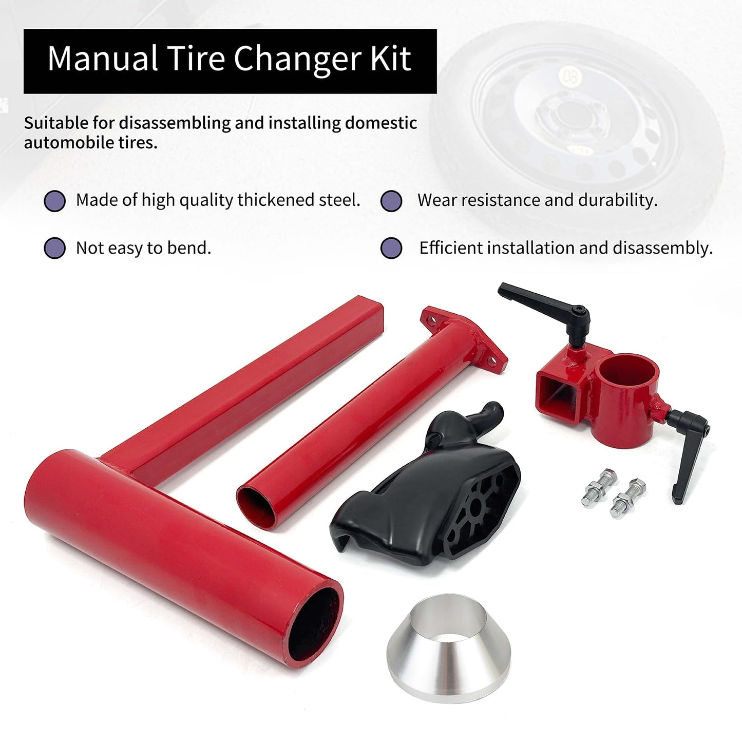 NUCHOICE Upgraded Manual Tire Changer Duck Head Adapter Kit with Silver Cone – Durable Tire Removal Tool for Most Car Tires, Not Compatible with HF Tire Changer