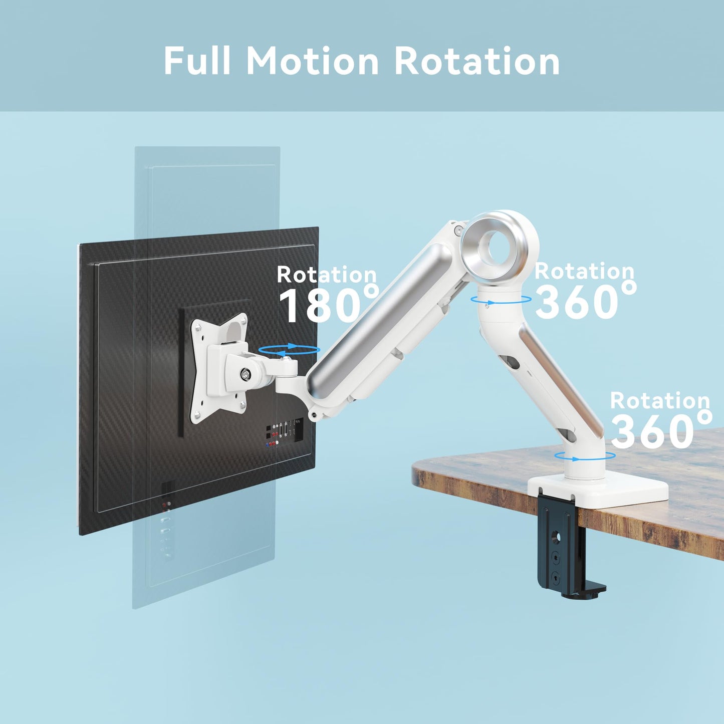 SHOPPINGALL Heavy Duty Monitor Mount for 13 to 35 inch VESA Compatible Screen, Pneumatic Gas Spring Arm Supports up to 26.5lbs - SA-GE61U-White