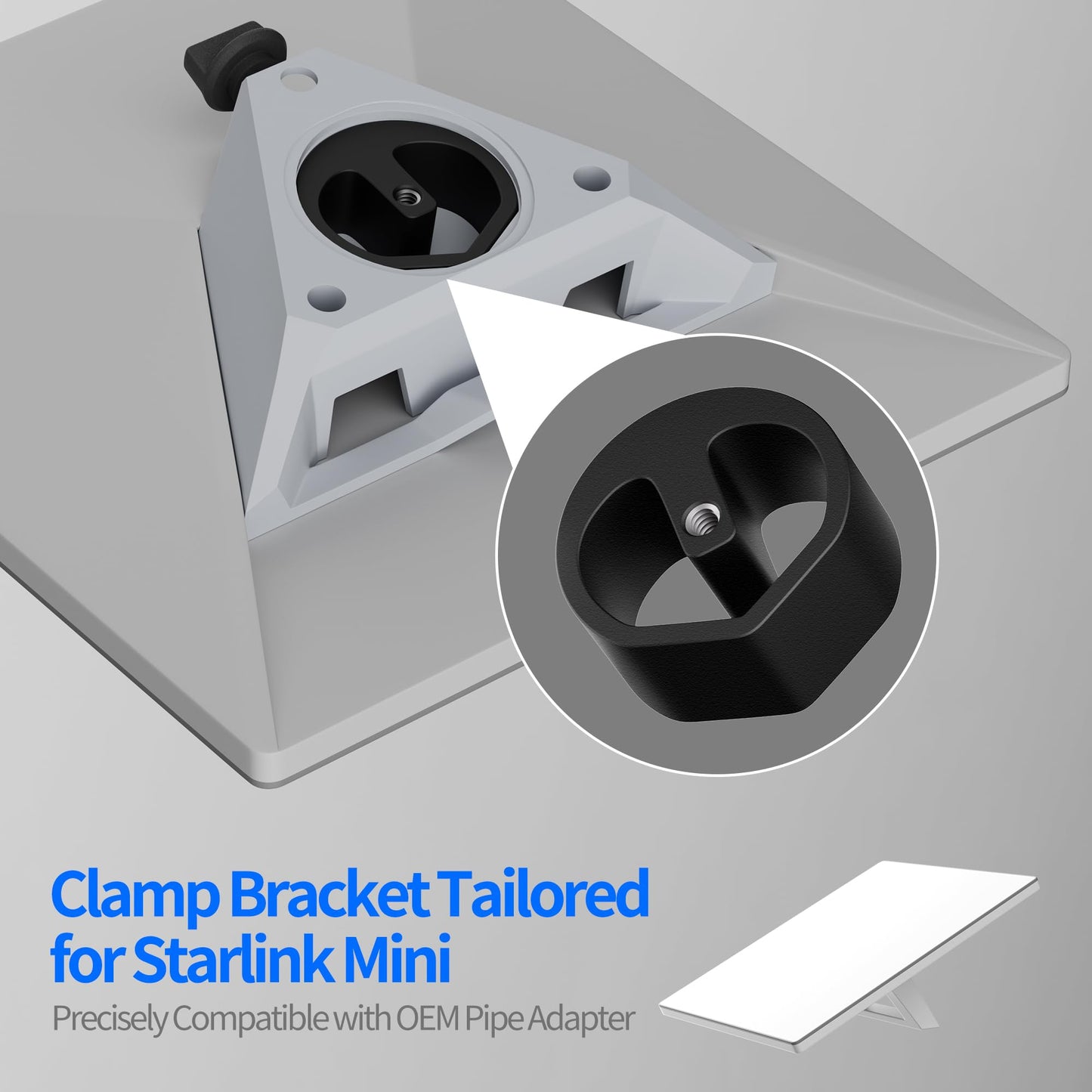 Starlink Mini Mount, Starlink Mini Clamp Mount for Car RV Rack Compatible with 2025 New Version Pipe Adapter and 2024 Pipe Adapter