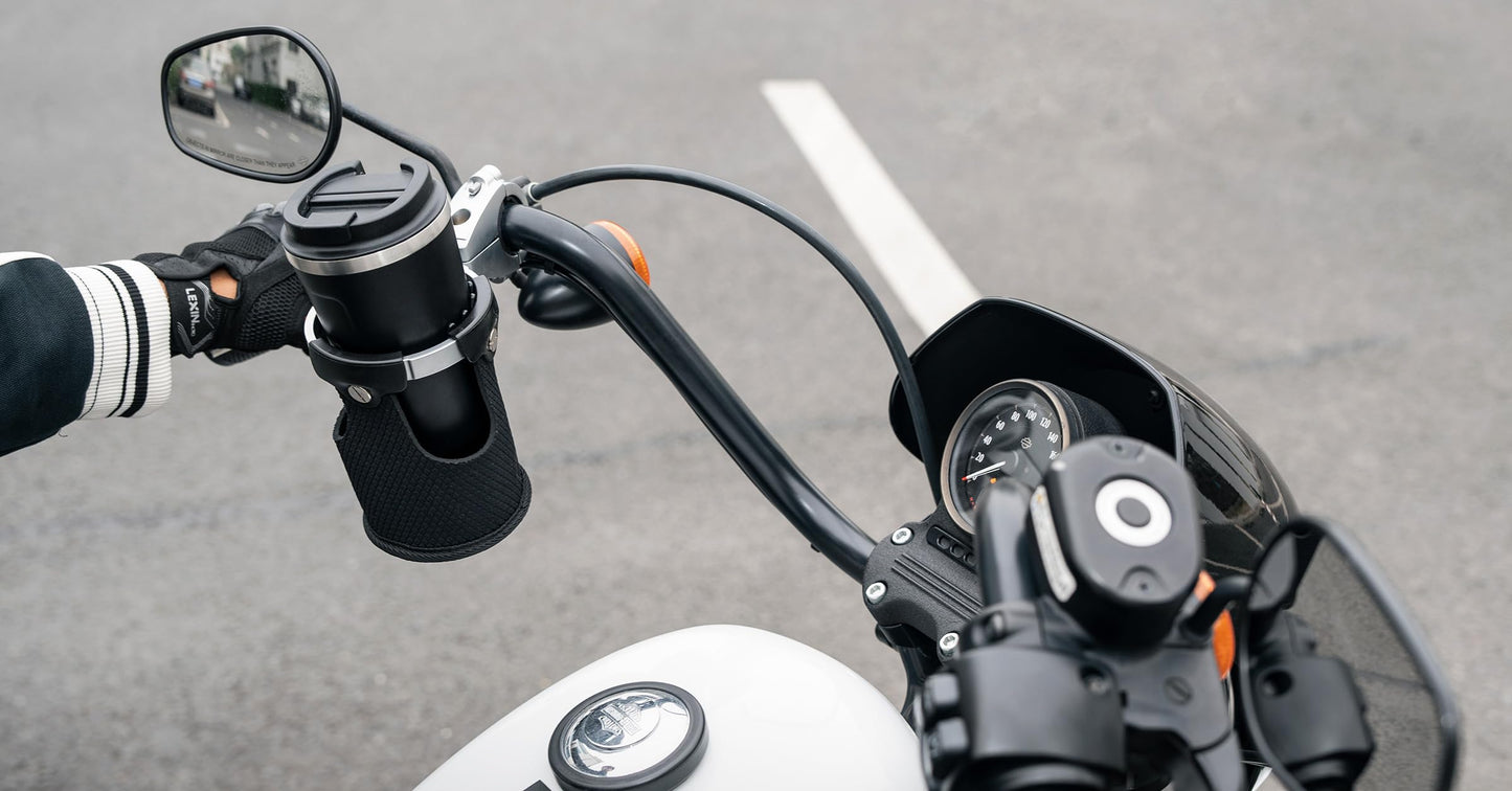 LEXIN C3 Motorcycle Cup Holder for Harley Davidson, Drink Holder with 360°Swivel Ball-Mount, Aluminum Clamp for 7/8'' to 1 1/4'' Handlebar/Bumper/Pole Mount, Fits for ATV/UTV/Scotter, Chorme