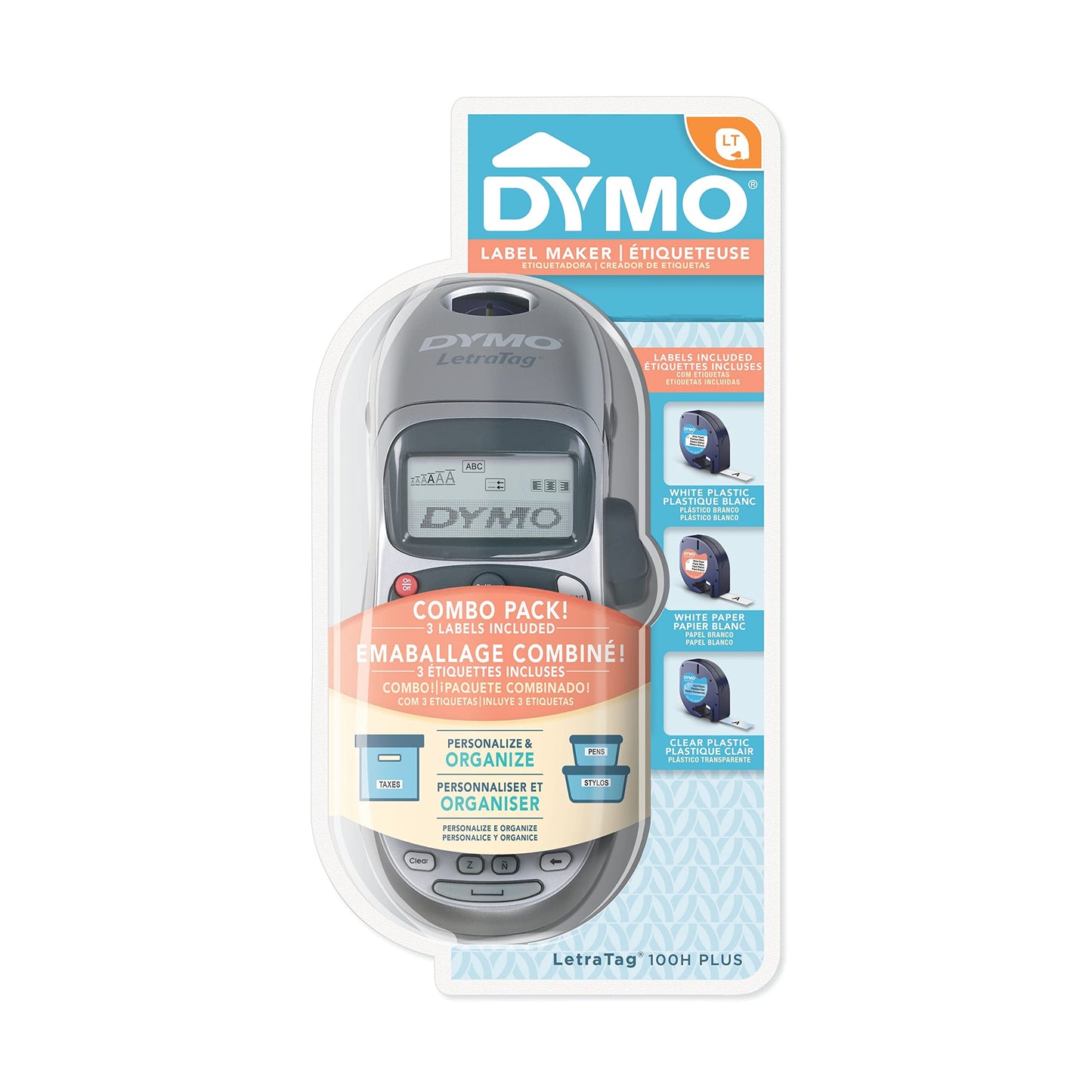 DYMO Label Maker with 3 Bonus Labeling Tapes, LetraTag 100H Handheld Label Maker & LT Label Tapes, Easy-to-Use, Great for Home & Office Organization
