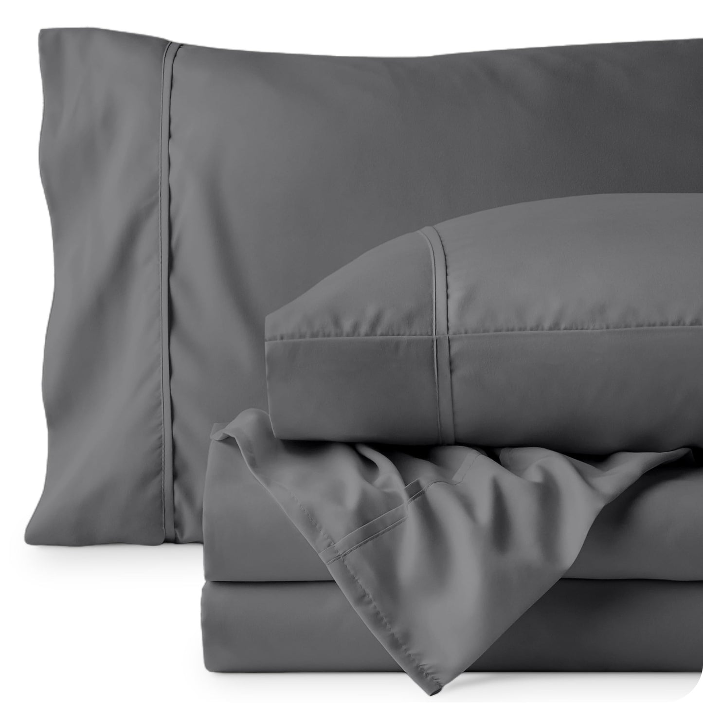 Bare Home Queen Sheet Set - 1800 Ultra-Soft Microfiber Queen Bed Sheets - Double Brushed - Queen Sheets Set - Deep Pocket - Bedding Sheets & Pillowcases (Queen, Grey)