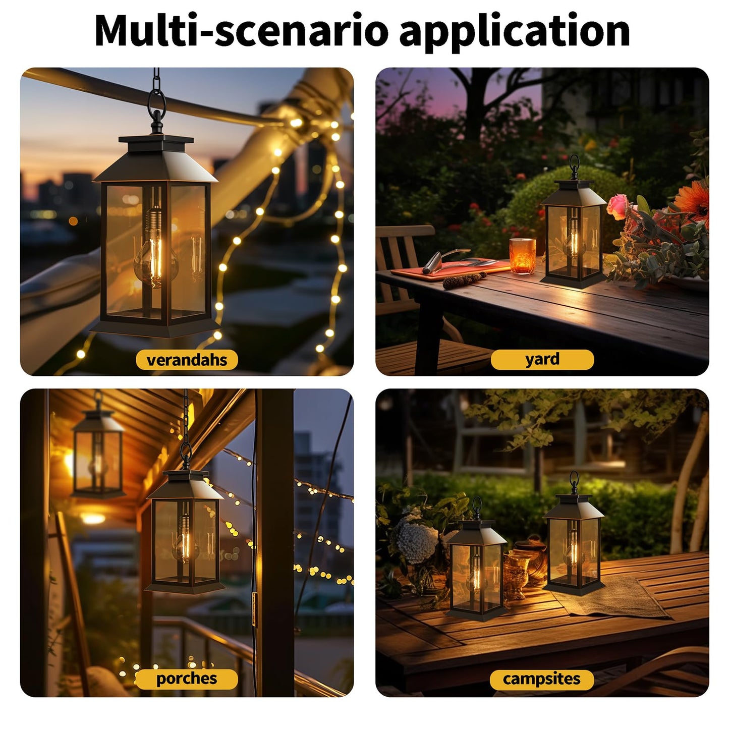 AYTPU 2 Pack Hanging Solar Lanterns Glass Solar Lights Outdoor Waterproof Upgraded Solar and AAA Battery Powered, for Outside Porch, Patio and Indoor Tables, Mantelpiece