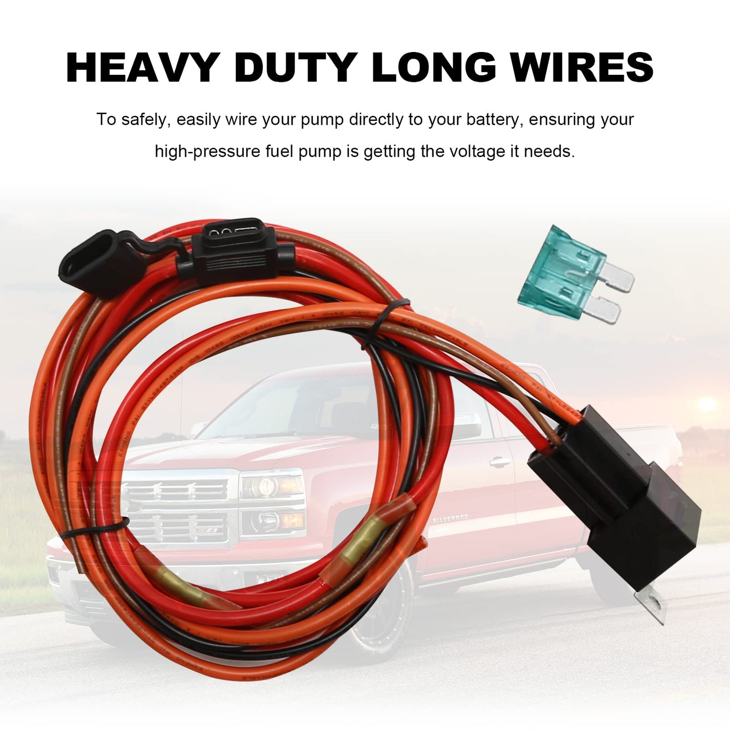 DUZFOREI Electric Fuel Pump Relay Kit Fuel Pump Wiring Harness 40 AMP Heavy Duty Long Wires Fit for 12V System P/N 30247
