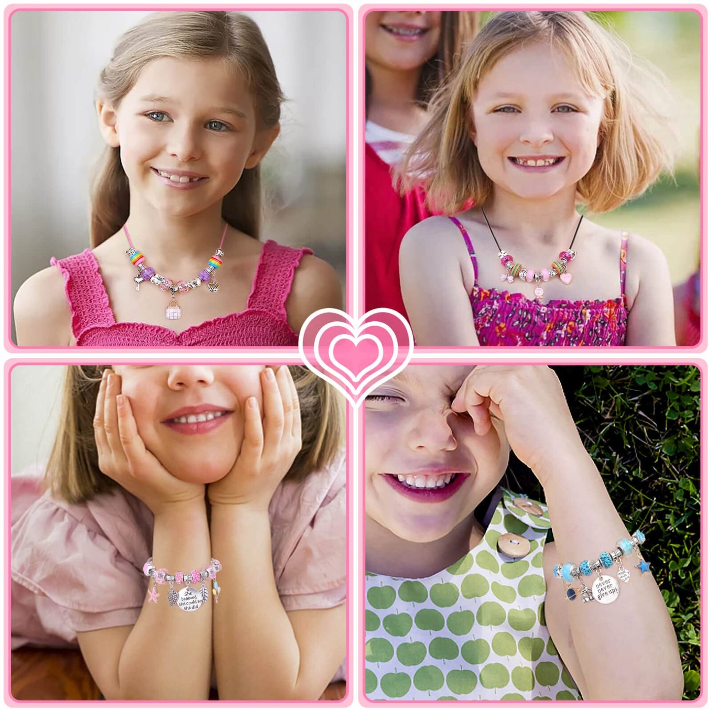 180 Pcs Charm Bracelet Making Kit for Girls, Mckanti Unicorn Mermaid Crafts Gifts Set Charm Bracelets Kit DIY Jewelry Making Supplies with Beads, Pendant, Bracelets, Necklace Cords for Teens Girls