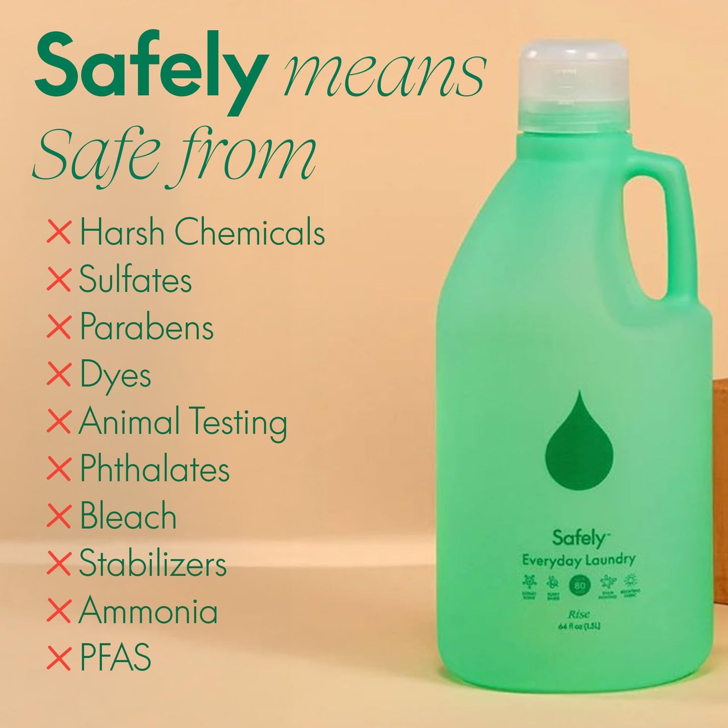 Safely Everyday Laundry Detergent, Rise Scent | 64 fl oz