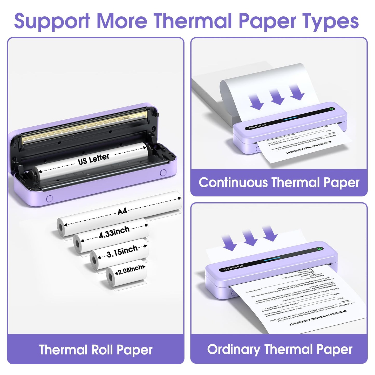 Phomemo M832 Portable Thermal Printer, Portable Printers Wireless for Travel, Inkless Bluetooth Printer for Phone Laptop, Small Printer Support 8.5'' x 11''/A4/4.33''/3.15''/2.08'' Thermal Paper
