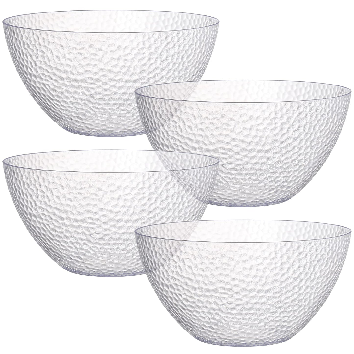 Suwimut 4 Pack Clear Plastic Serving Bowls for Parties, 135 OZ Large Round Plastic Snack or Salad Bowl, Clear Chip Bowls Plastic Candy Dish Salad Serving Containers