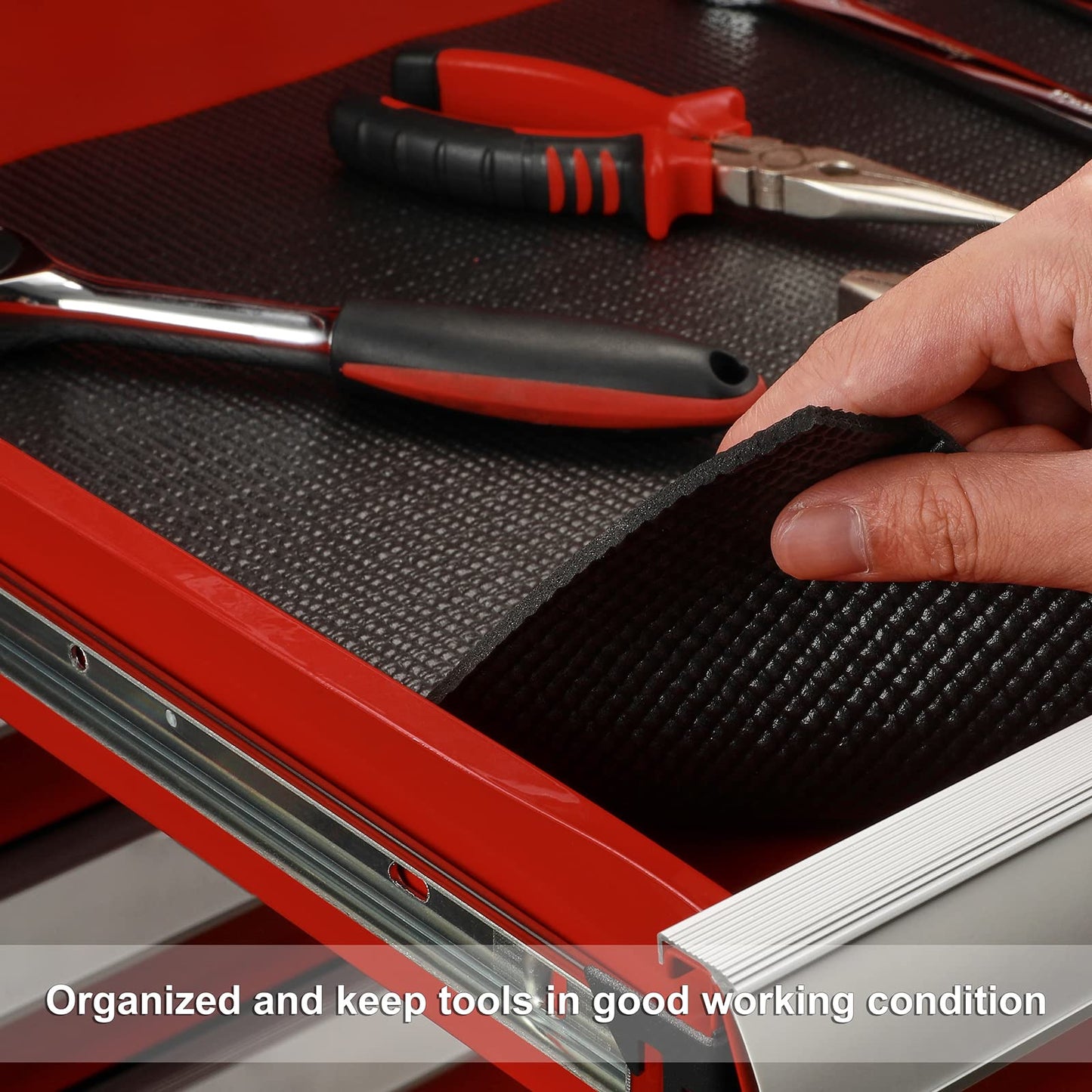 CASOMAN Professional Tool Box and Drawer Liner, Black, Easy Cut Non-Slip Foam Rubber Toolbox Drawer Liner Mat - Adjustable Thick Cabinet Liners, 24inch (Wide) X 24feet (Long)