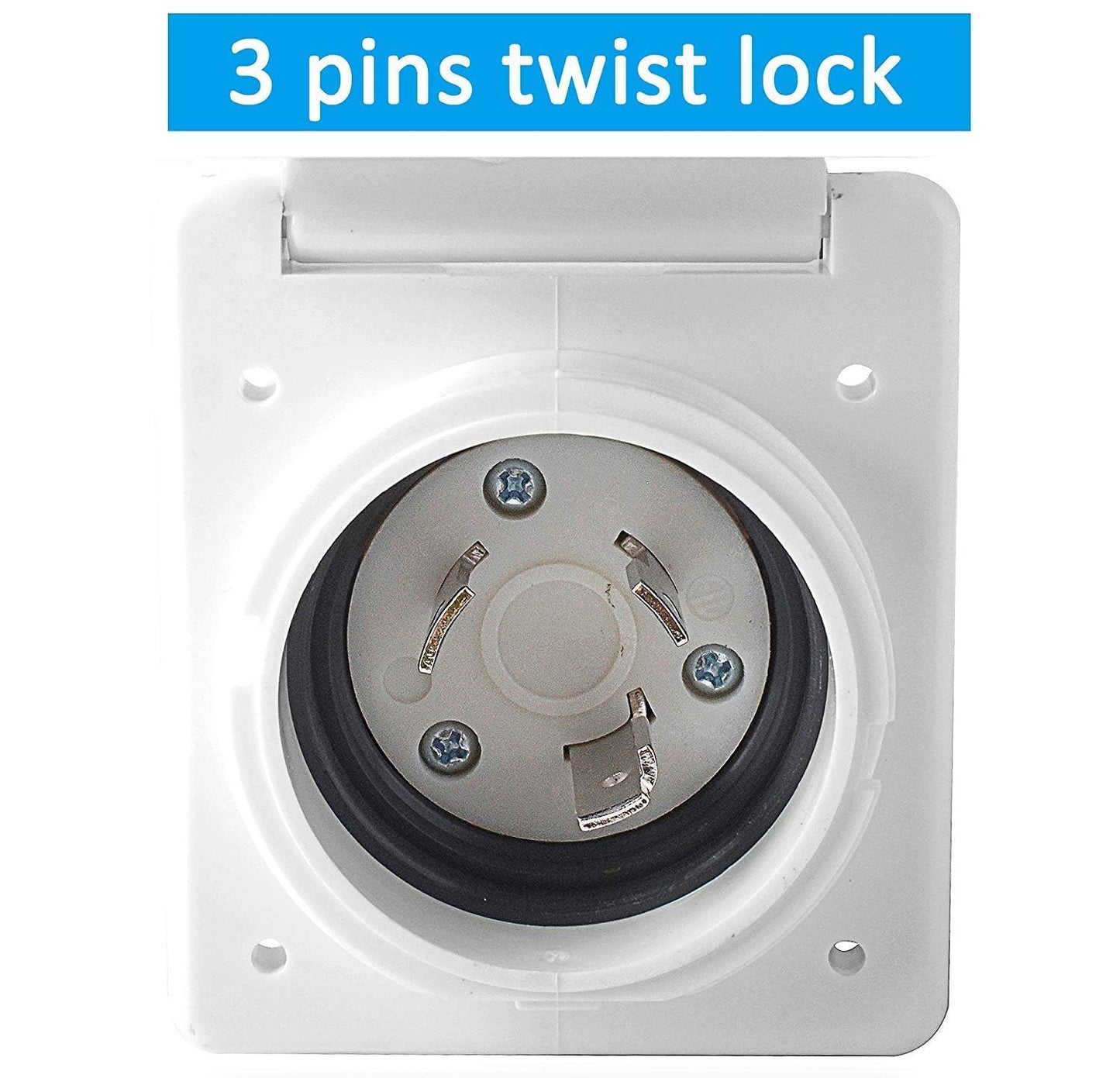 30AMP RV Power Inlet Receptacle, 125V RV Power Plug Twist Lock Inlet, RV Power Female Twist Locking Connector with Weatherproof Cover Boot for Trailer Boat Camper, RV Shore Power Inlet Plug Kit