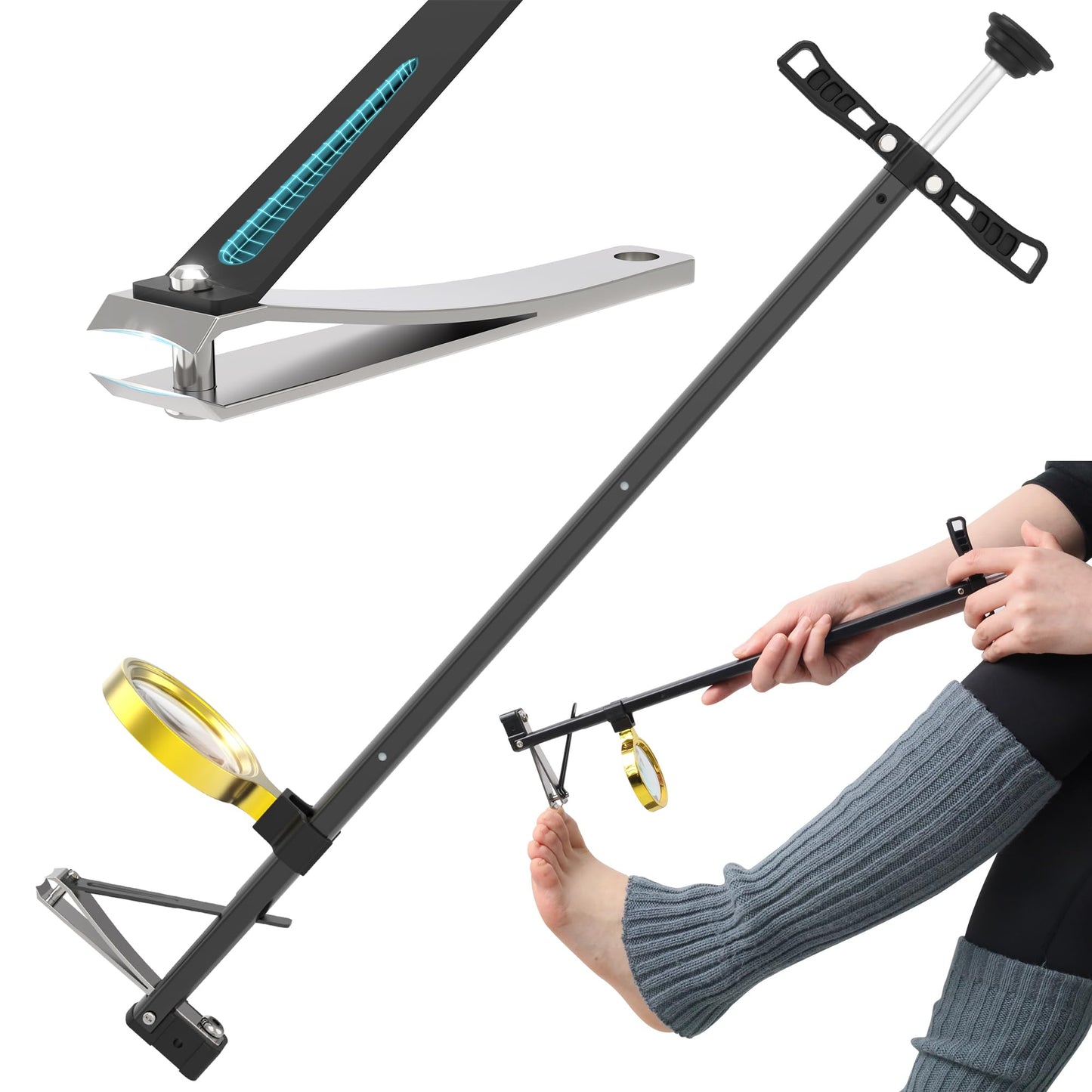 DEPSUNNY Long Handled Toenail Clippers(17" with Magnifier)
