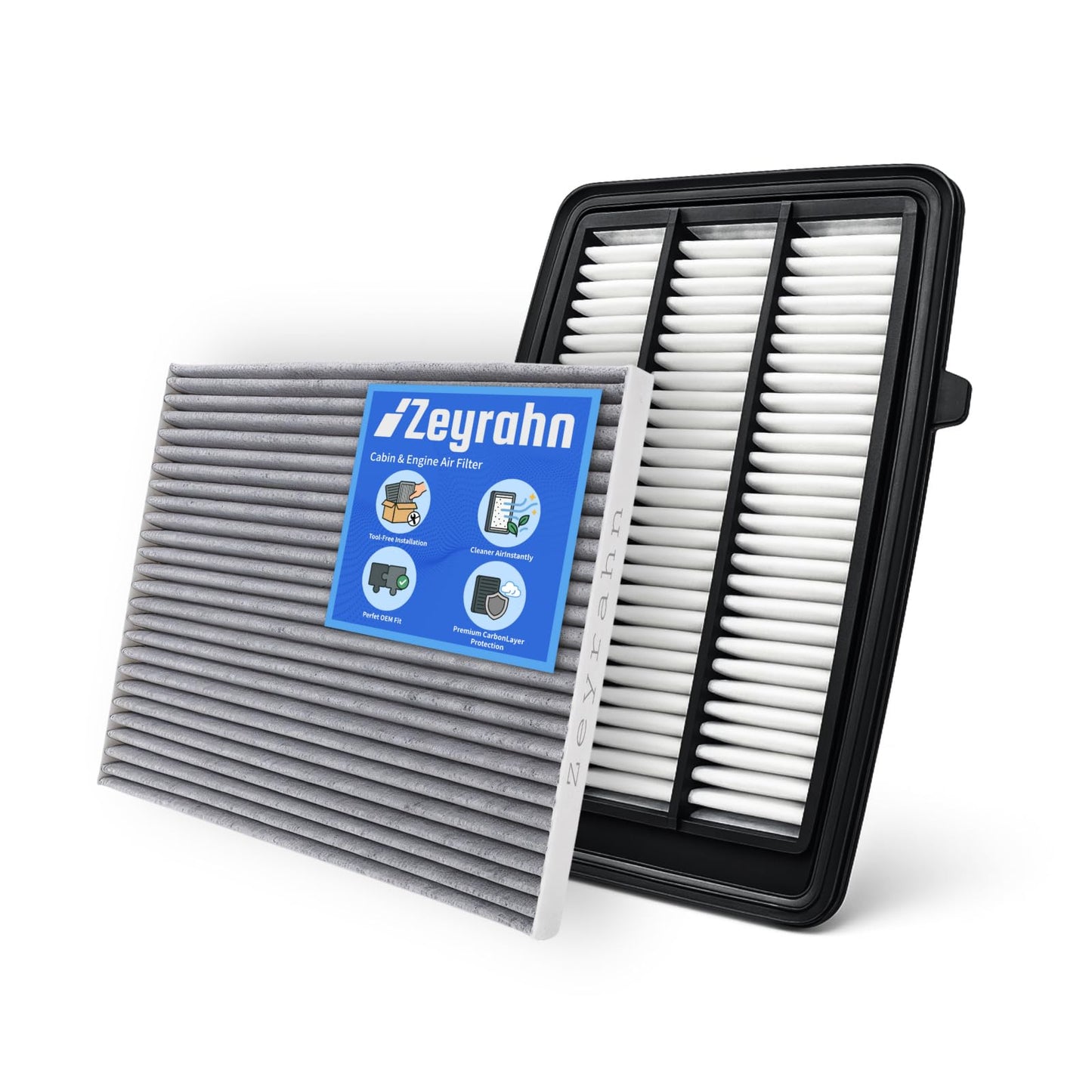 Zeyrahn Cabin & Engine Air Filter Kit for Honda CR-V 2017-2022 L4 1.5L Gas and Civic 2016-2021 L4 1.5L Gas; Replace 17220-5AA-A00, 80292-TF0-G01