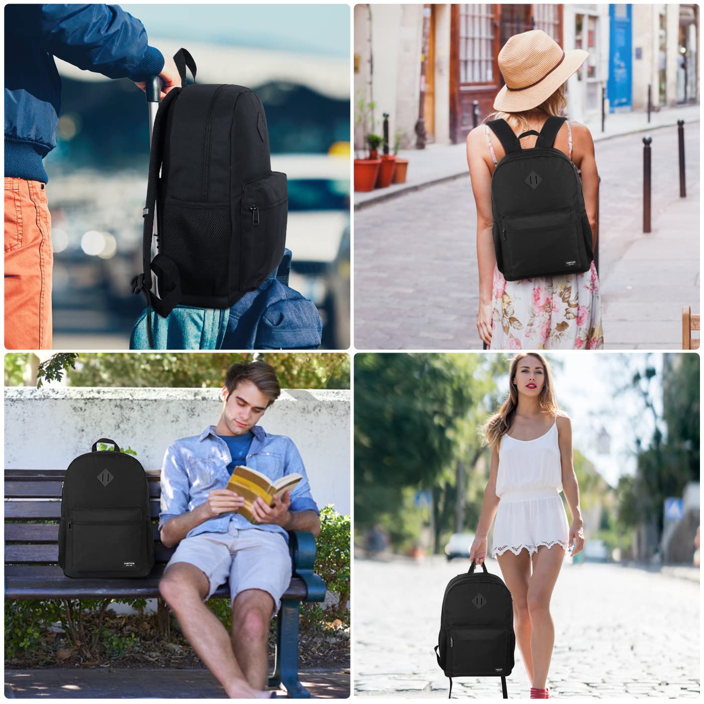 YAMTION Backpack Men and Women, School Backpack Boys and Girls Teenager Backpack School for Study Work Travel with USB Charging Port