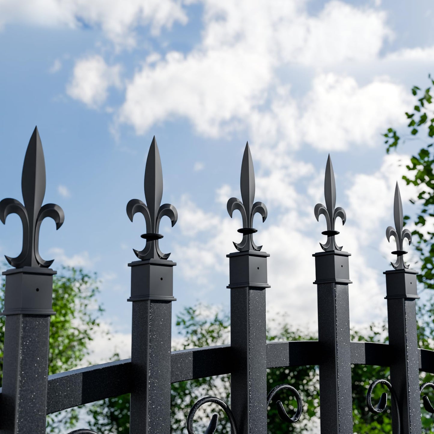 ZXNhome 15Pcs French Black Aluminium Alloy Trident Spear Fence Finials for Yard Garden Lawn Iron Picket Fence Spire Decoration