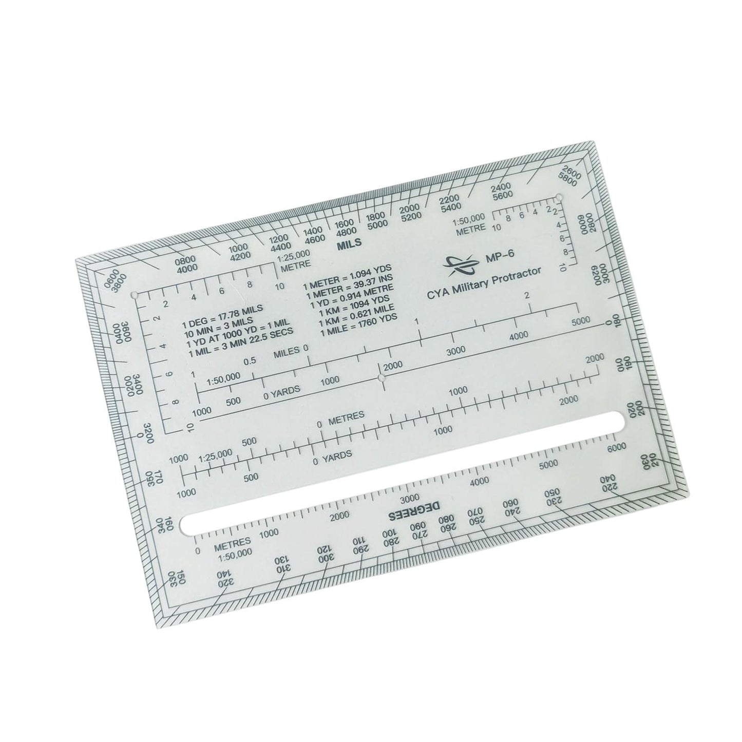 DYNWAVE Square Protractor Ruler Easy Carry Map Reading Compact Lightweight Acrylic 1:25,000 1:50,000 for Architects Engineering Measuring Map Tool