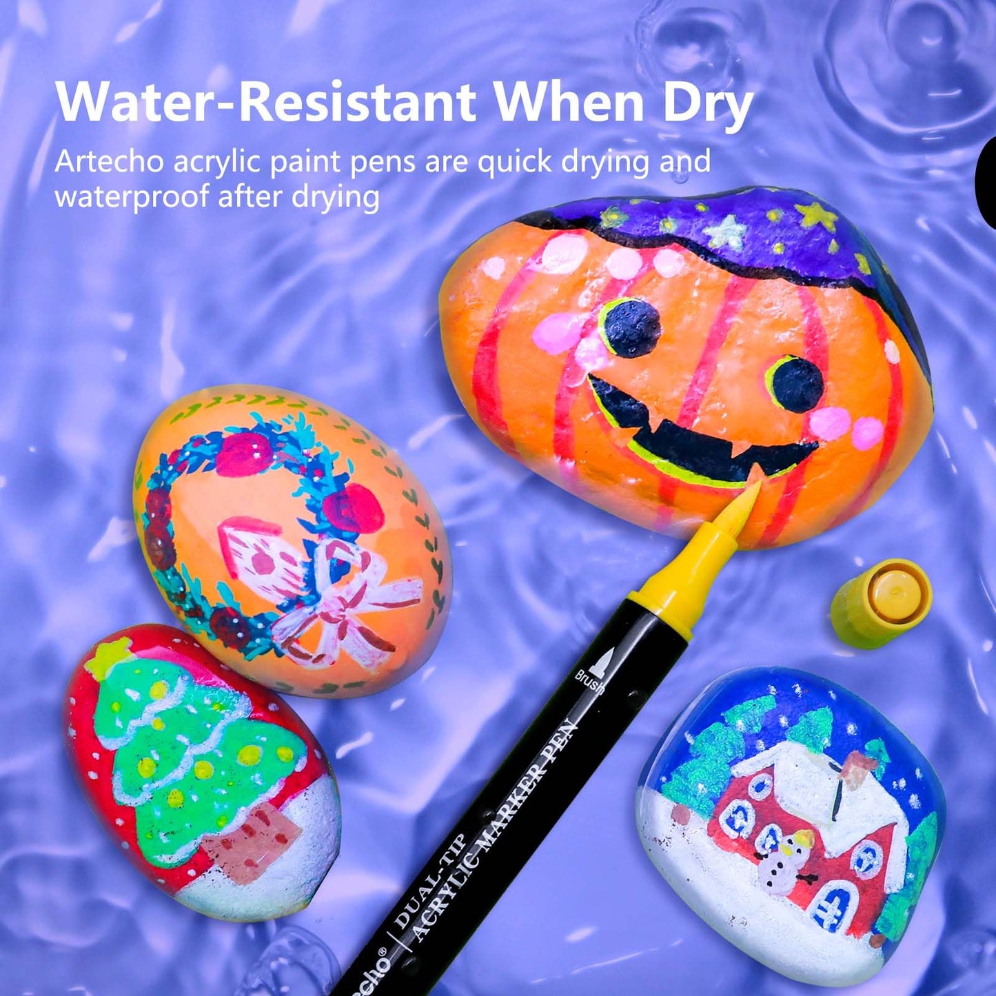 Artecho Acrylic Paint Pens 72 Colors, Dual Tip Acrylic Paint Markers with Brush Tip and Fine Tip for Rock Painting,Glass, Ceramic,leather,DIY Crafts DIY Crafts