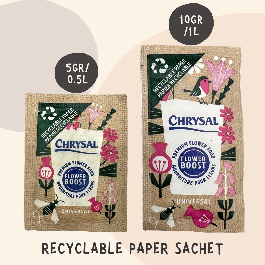 Chrysal 200CT Recyclable Paper Flower Bags /QT Flower Supplies for Fresh Flowers, Increase Pot Life - Flower Arrangement Supplies, Ideal Florist Supplies