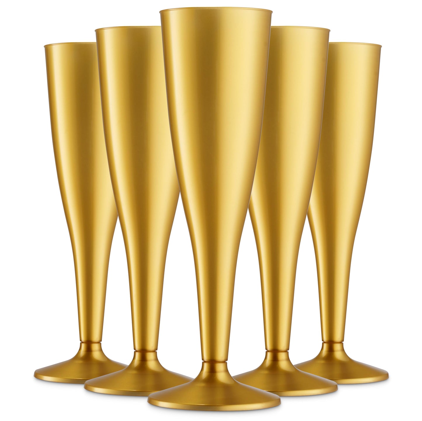30 Pack Gold Plastic Champagne Flutes - 5 Oz Disposable Plastic Toasting Glasses - Wedding Party Cocktail Mimosa Plastic Cups