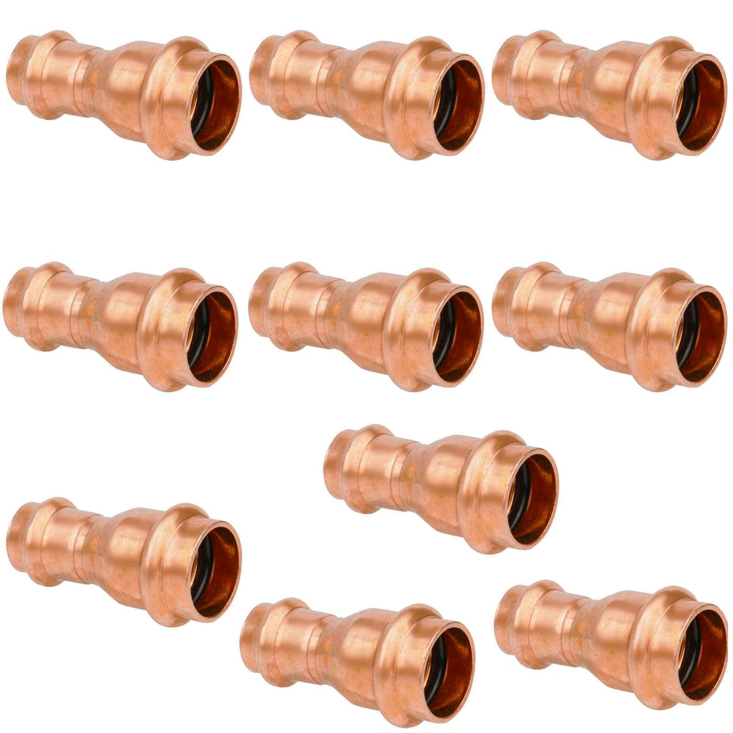 WHK 10 Packs 3/4" x 1/2" Pro Press Propress Copper Reducing Coupling Adater Fittings Use for Connect From 3/4 Cooper to 1/2 Cooper Pipe(Lead-Free,No Stop)