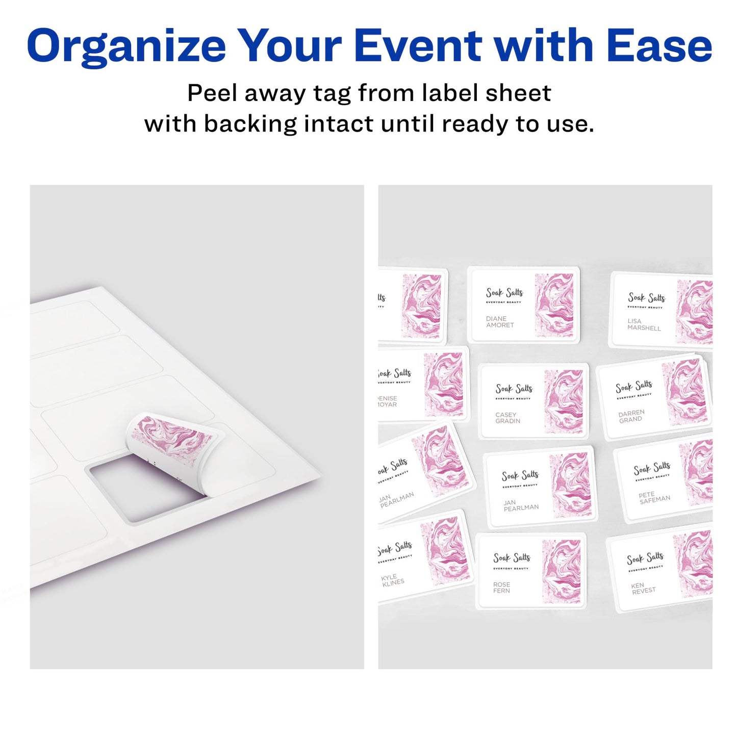Flexible Adhesive Name Badge Labels, Laser/Inkjet