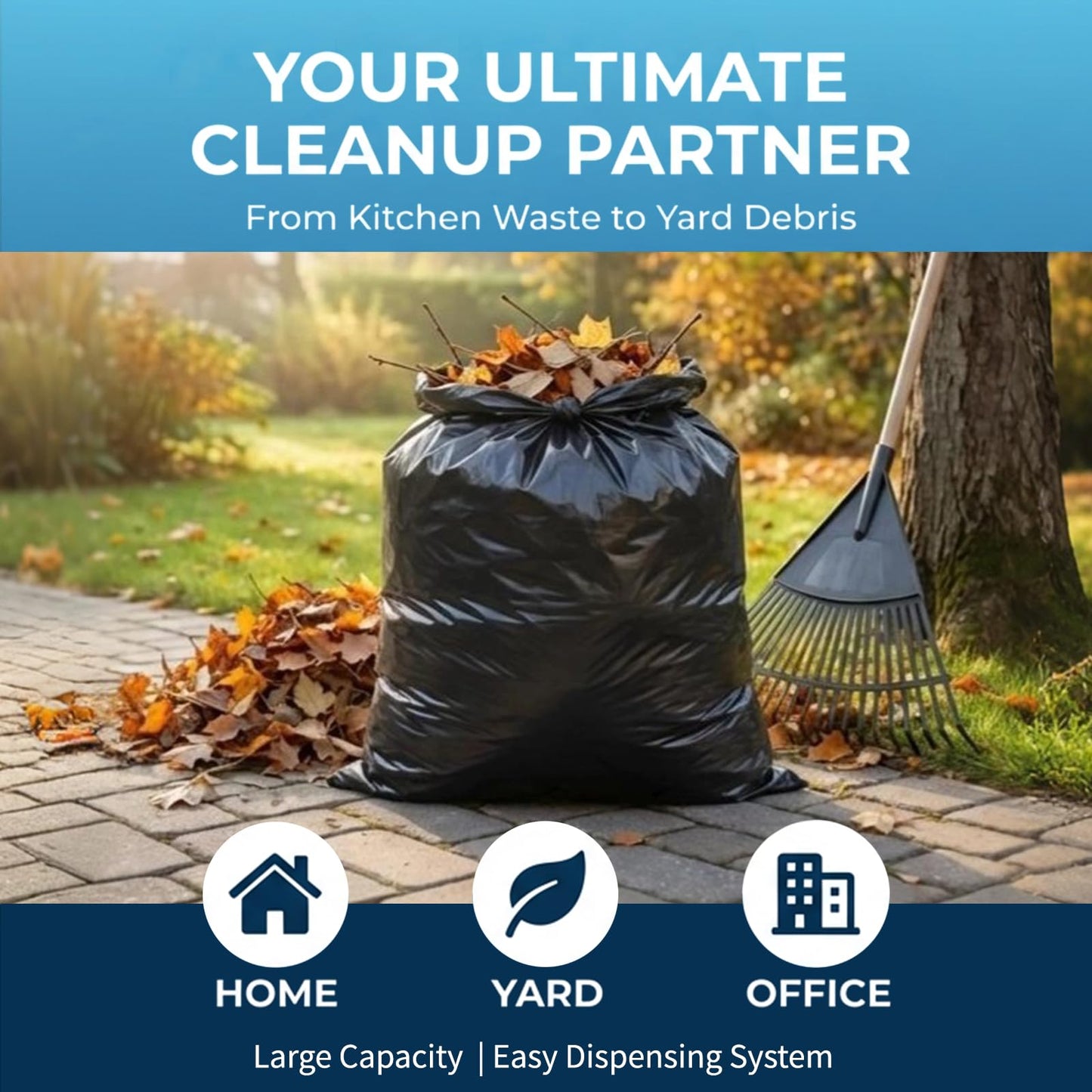 25-30 Gallon Trash Bags Black 120 Count - 32" x 36" Large Kitchen Garbage Bags, 20+ Gallon Trash Can Liners Unscented, Multipurpose for Home, Office, Daily Household Use
