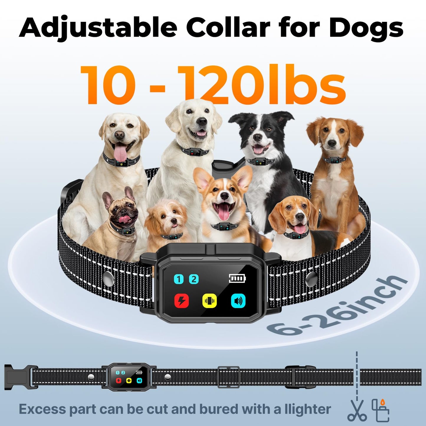 AI Dog Shock Collar (10-120Lbs) - 3300FT Dog Training Collar with Remote, IPX7 Waterproof Collar with Beep, Vibration, Safe Shock for Large Medium Small Dogs, Keypad Lock and Flashing Light
