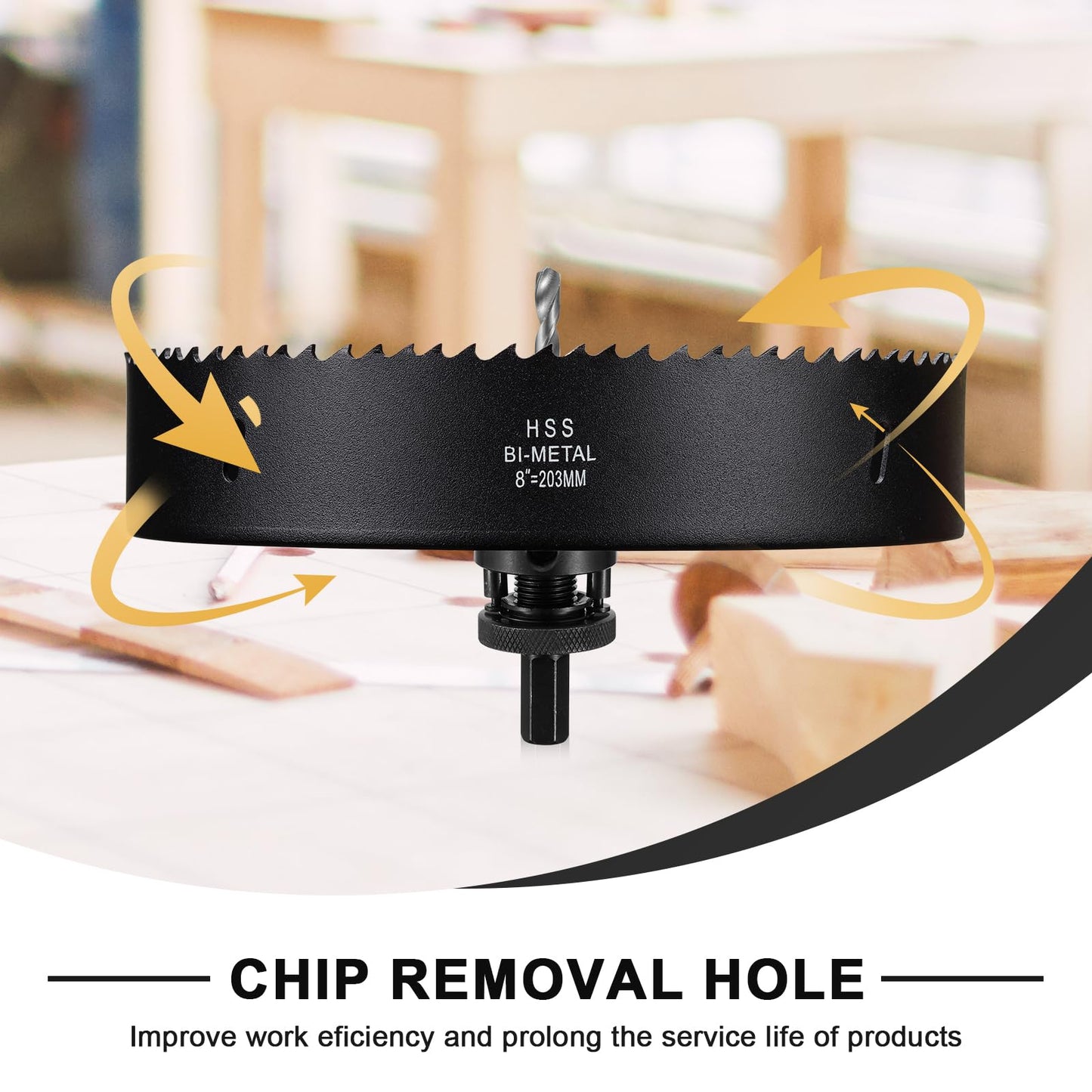 8 inch Hole Saw Drill Bit for Metal and Wood, M42 Bi-Metal Hole Cutter with 1.5” Cutting Depth for Plywood, Fiberglass, Acrylic, Drywall and Sheet Steel